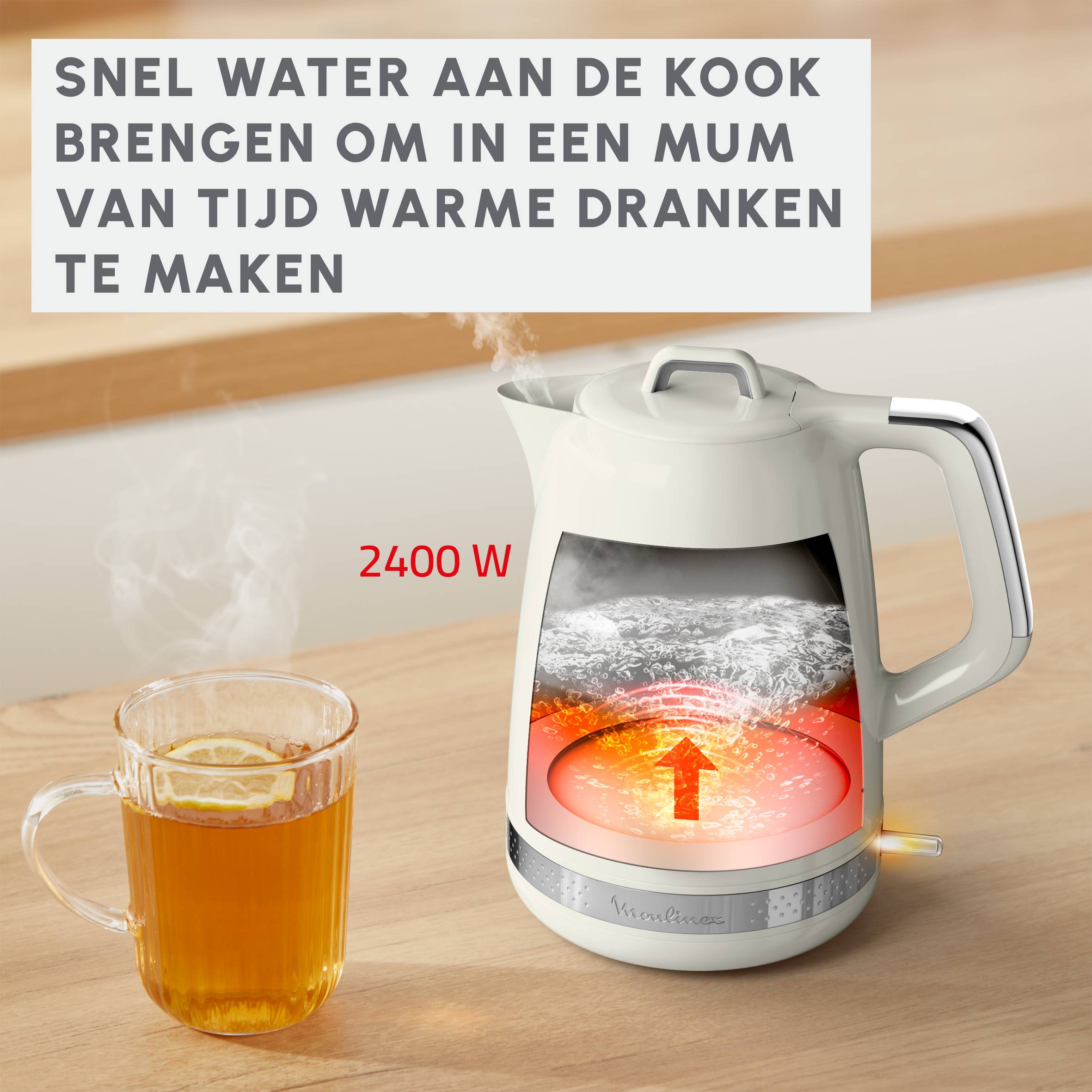 Soleil, elektrische waterkoker 1,7 L, temperatuurregeling, 2400 W
