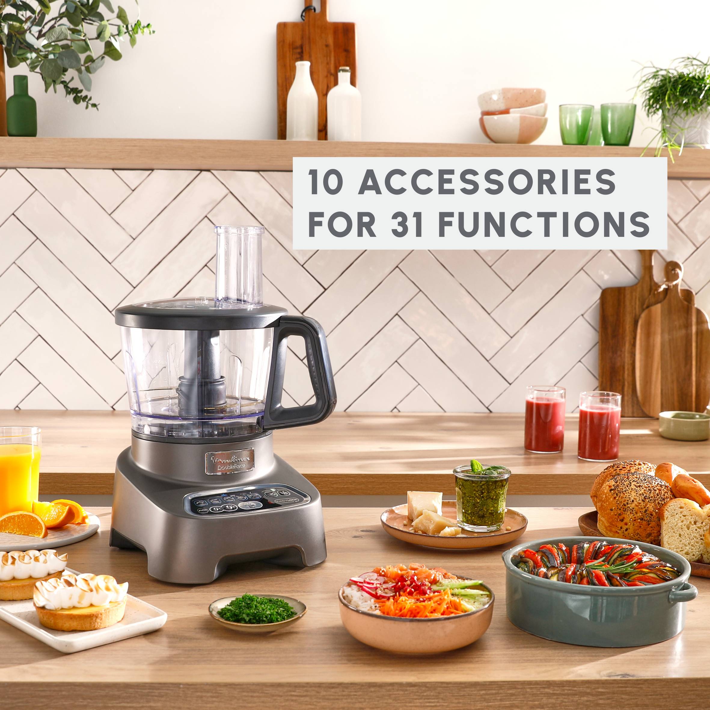 DoubleForce FP827E10 Robot multifonction - 1.000W - 10 accessoires - 6 vitesses