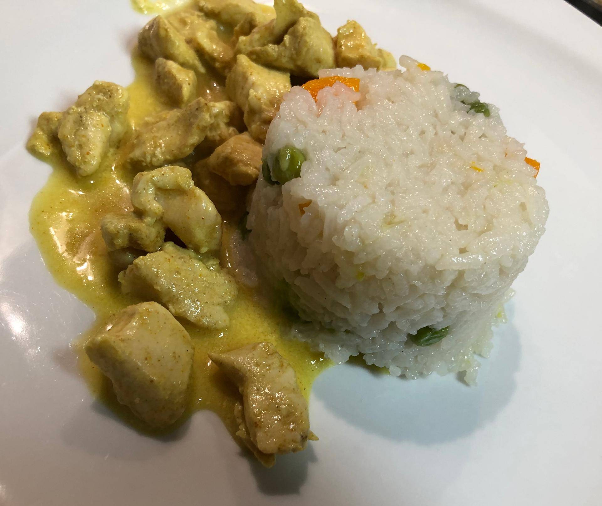 Risotto petits pois carottes et poulet coco curry et curcuma - Recepten Cookeo | Moulinex