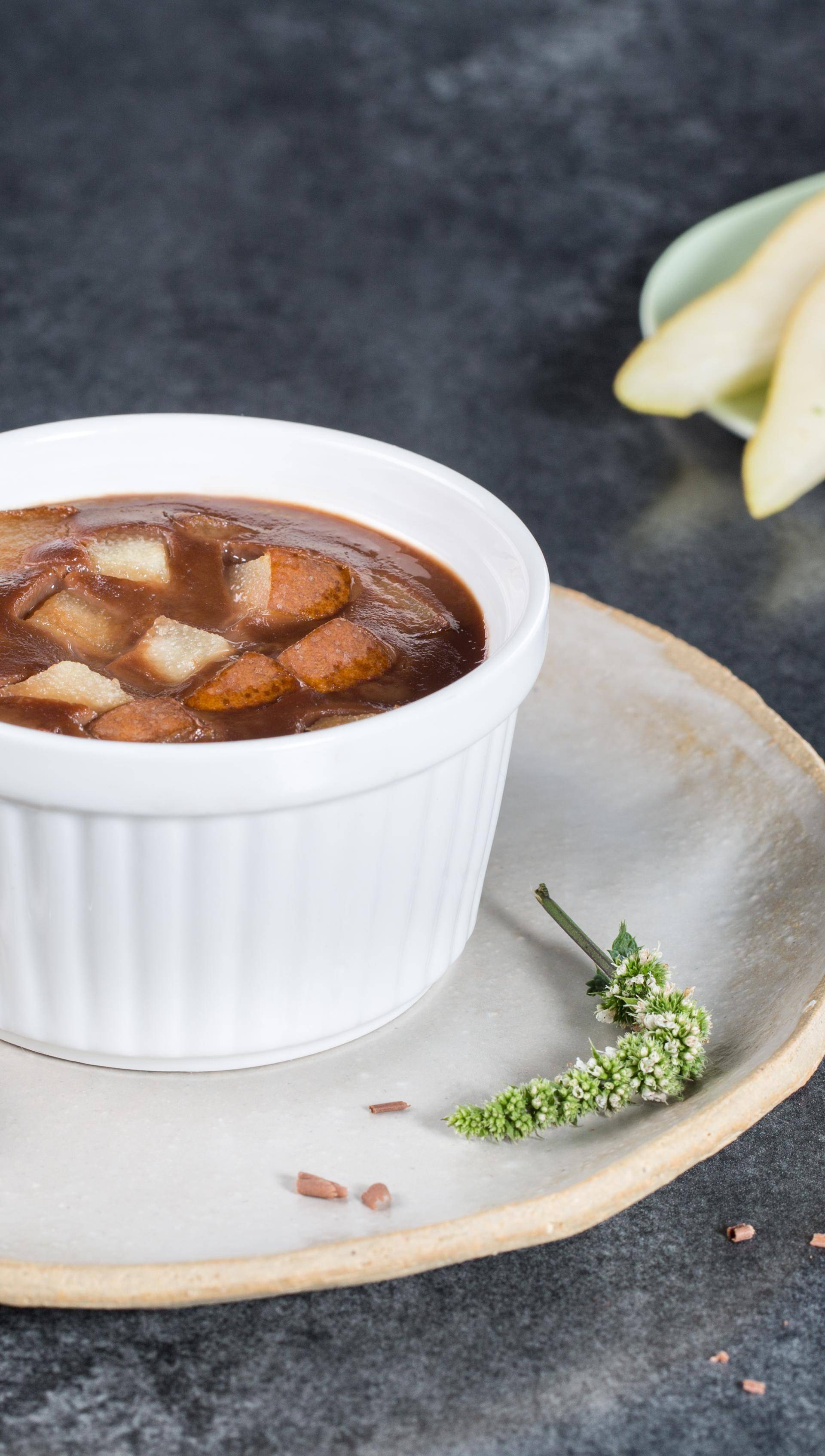 Flan poire chocolat caramel - Recette Cookeo V3 Mini | Moulinex