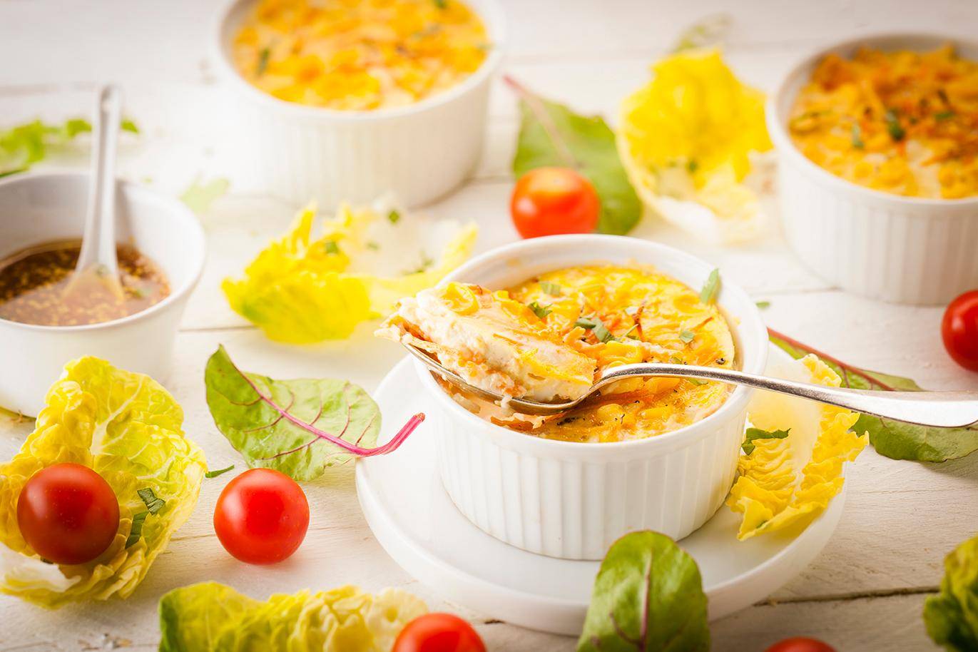 Clafoutis carotte maïs fromage - Recepten Cookeo Mini | Moulinex