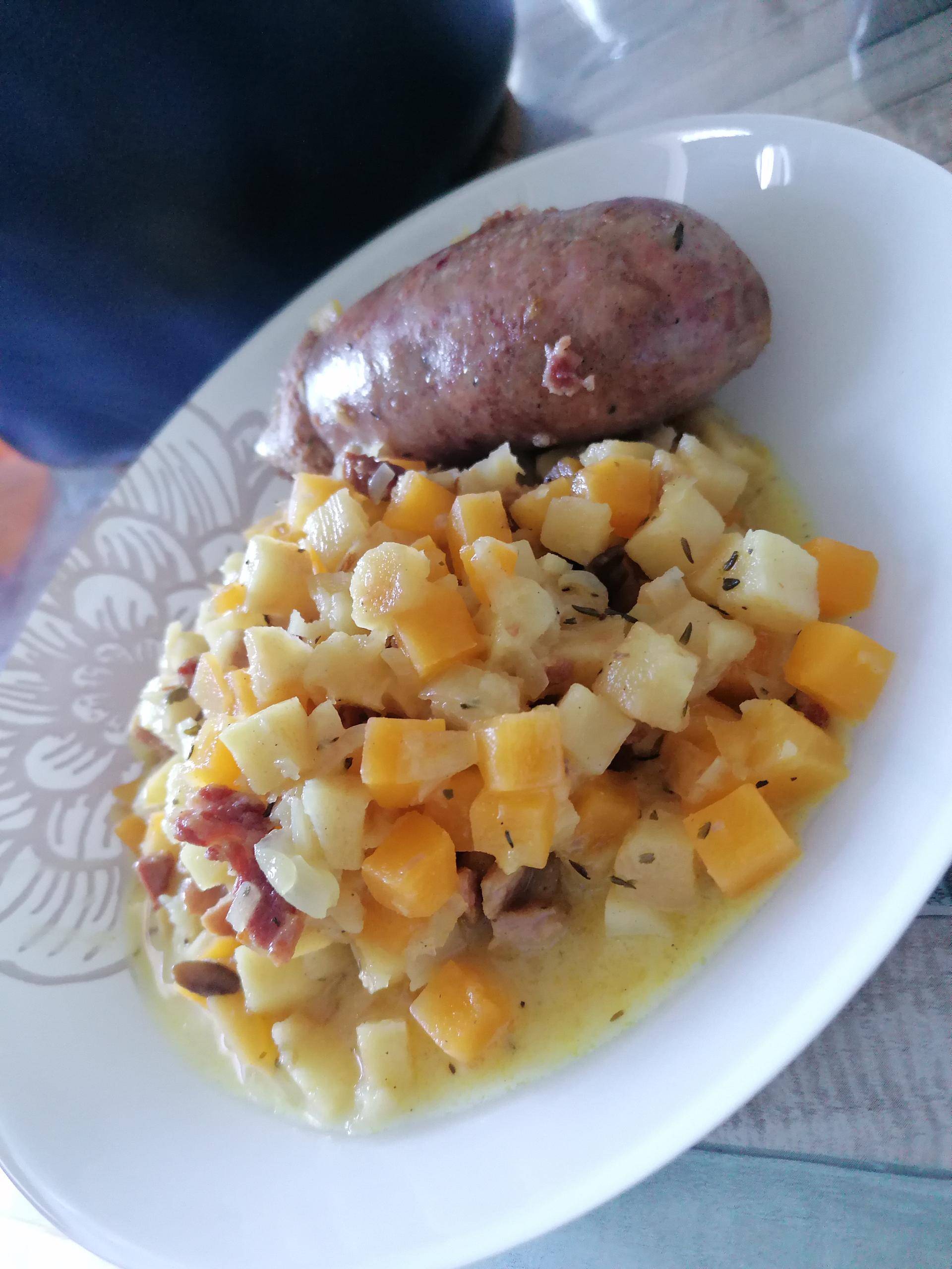 Brunoise de légumes anciens aux lardons et ses andouillettes - Recepten Cookeo | Moulinex