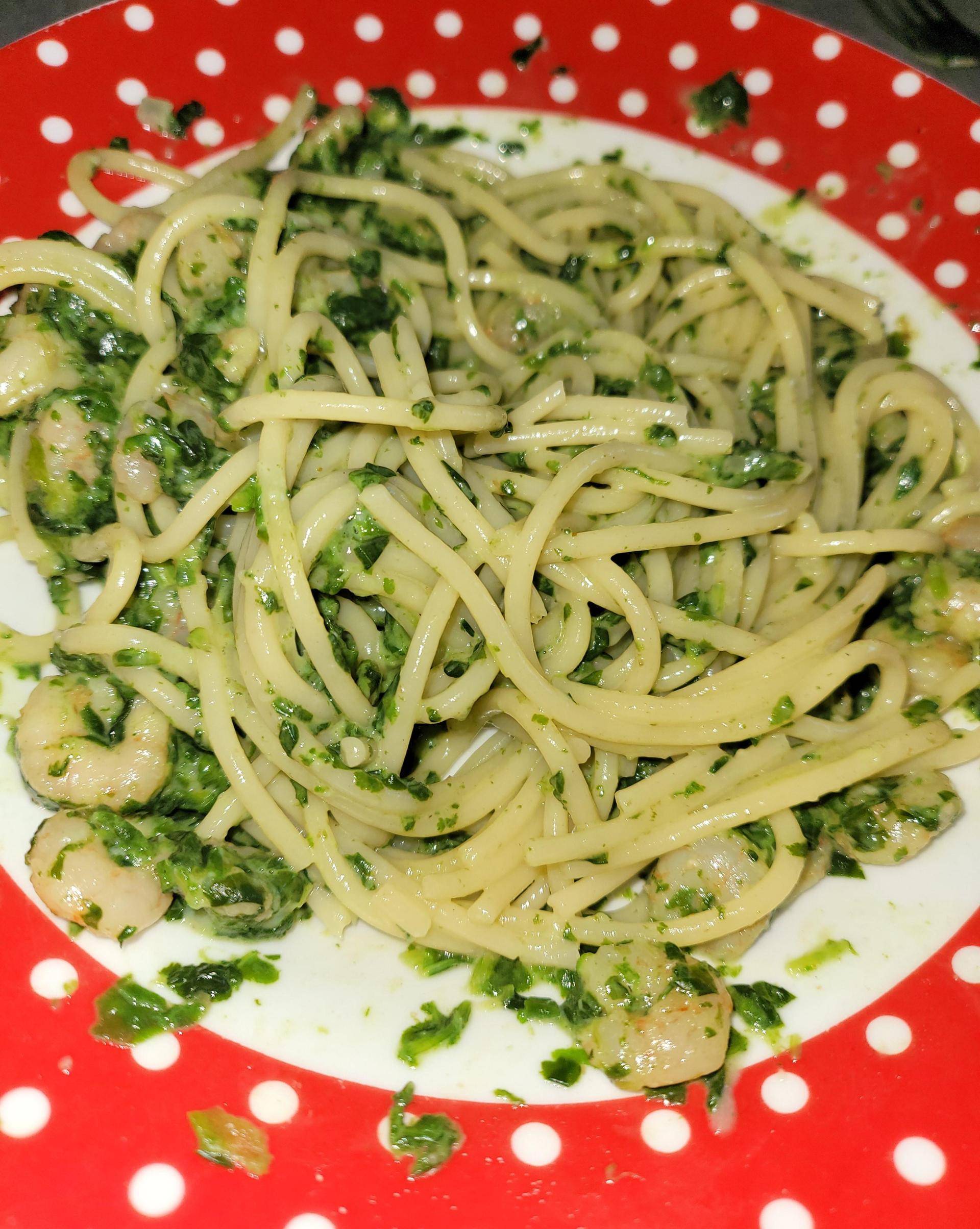 Spaghettis aux crevettes à la crème d épinards - Recepten Cookeo V3 | Moulinex
