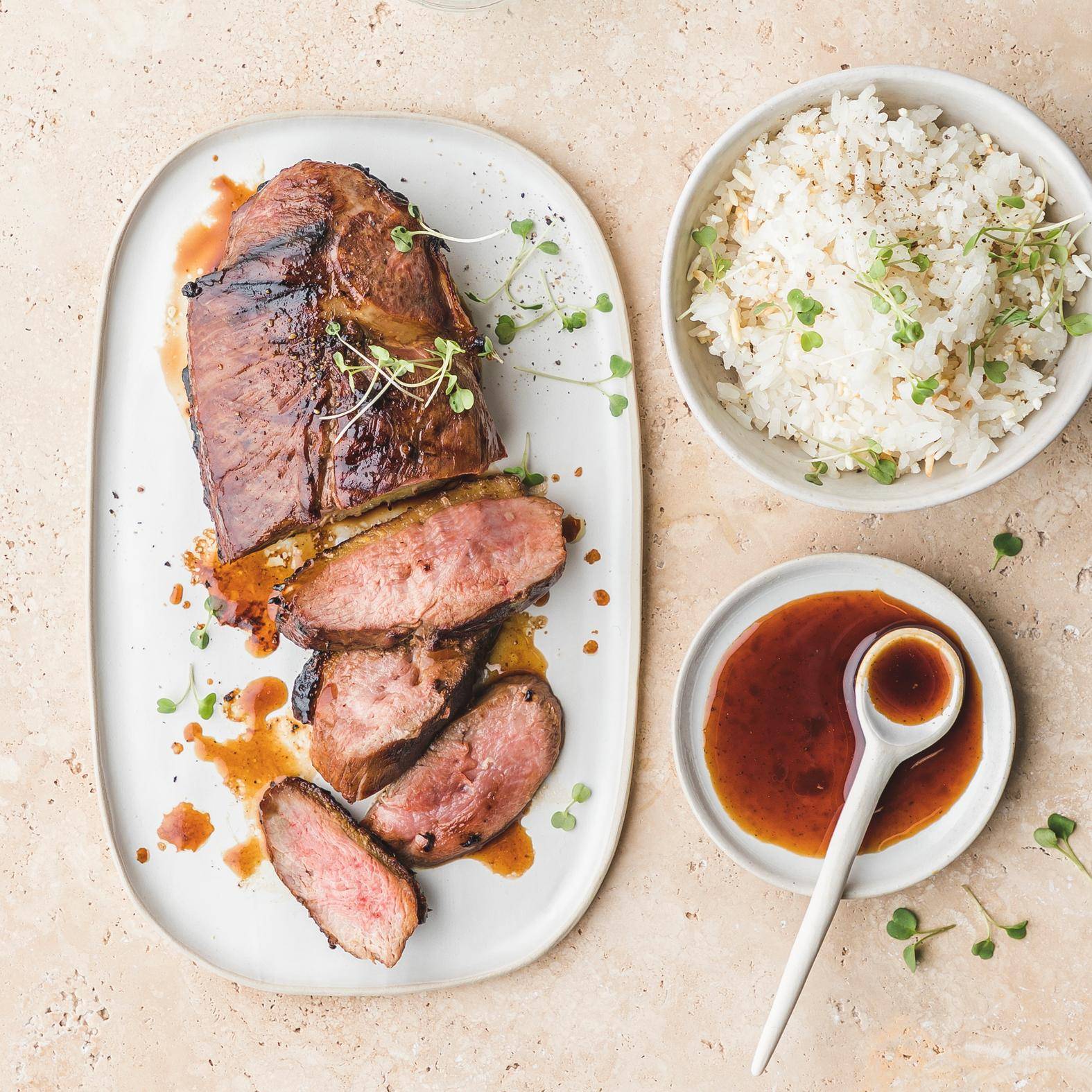 Poitrine de canard BBQ à la chinoise et riz blanc - Recette Dual EasyFry&Grill | Moulinex