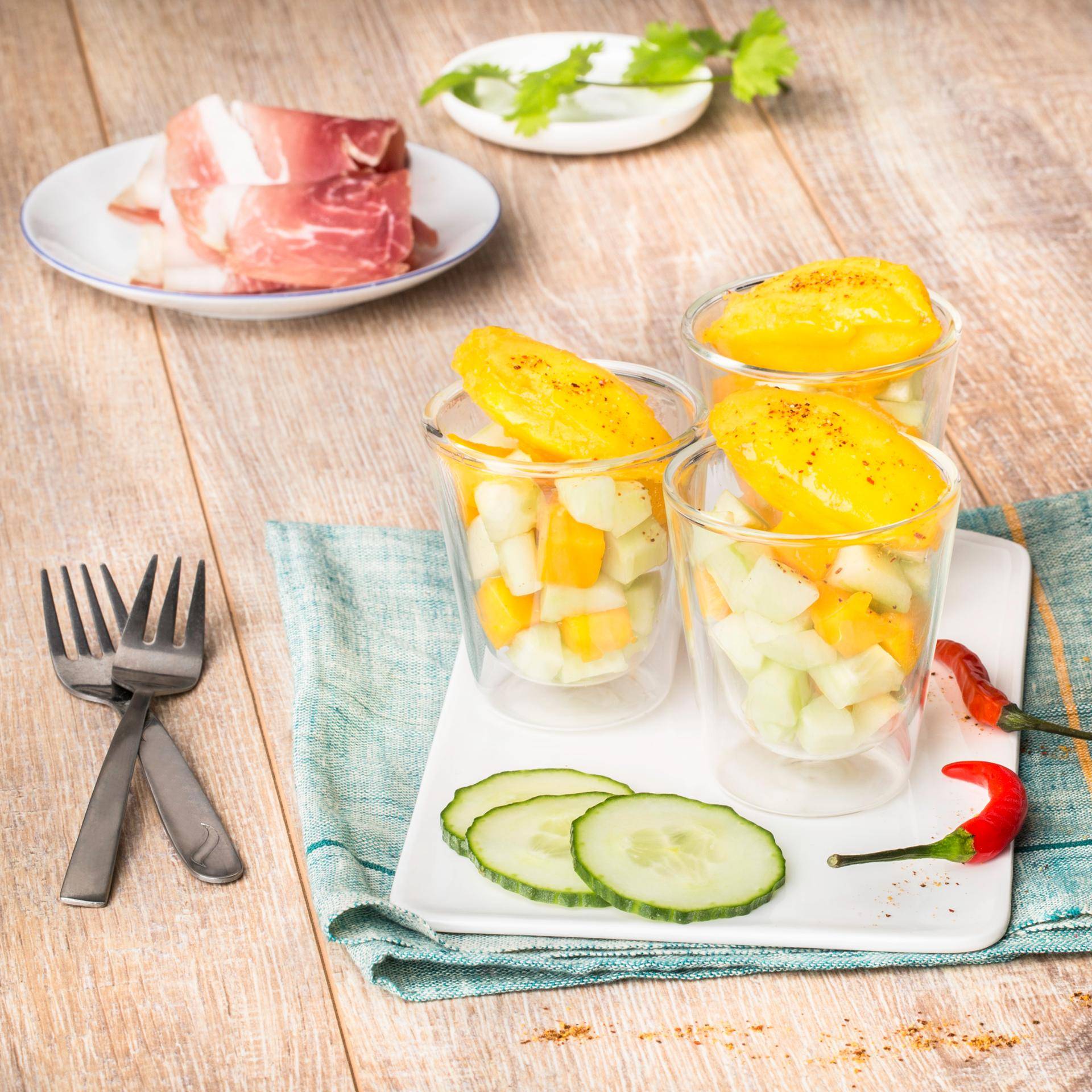 Salade mangue concombre et sorbet mangue melon - Recepten Companion | Moulinex