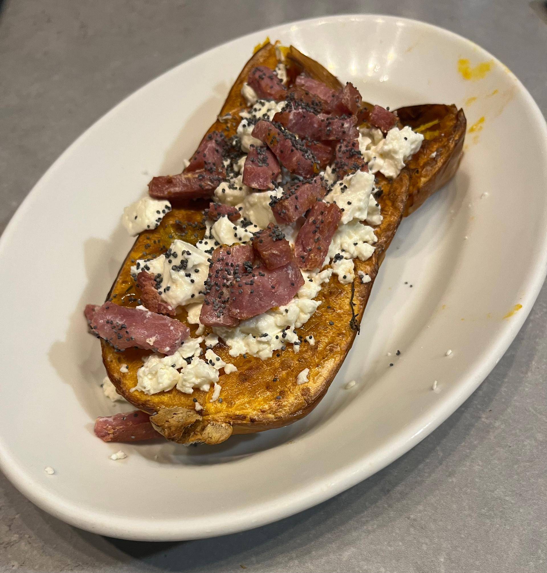Butternut fêta lardons - Recepten Dual EasyFry&Grill | Moulinex