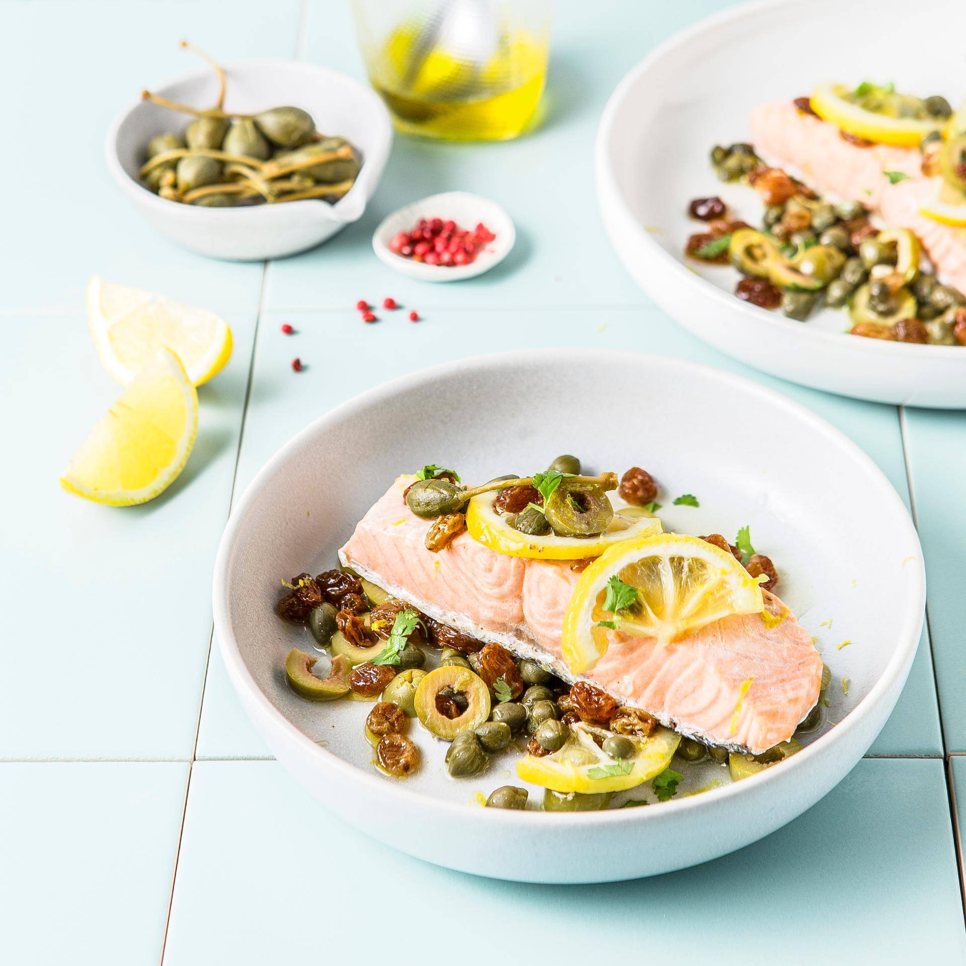 Saumon sauce aux olives et câpres - Recette Companion | Moulinex