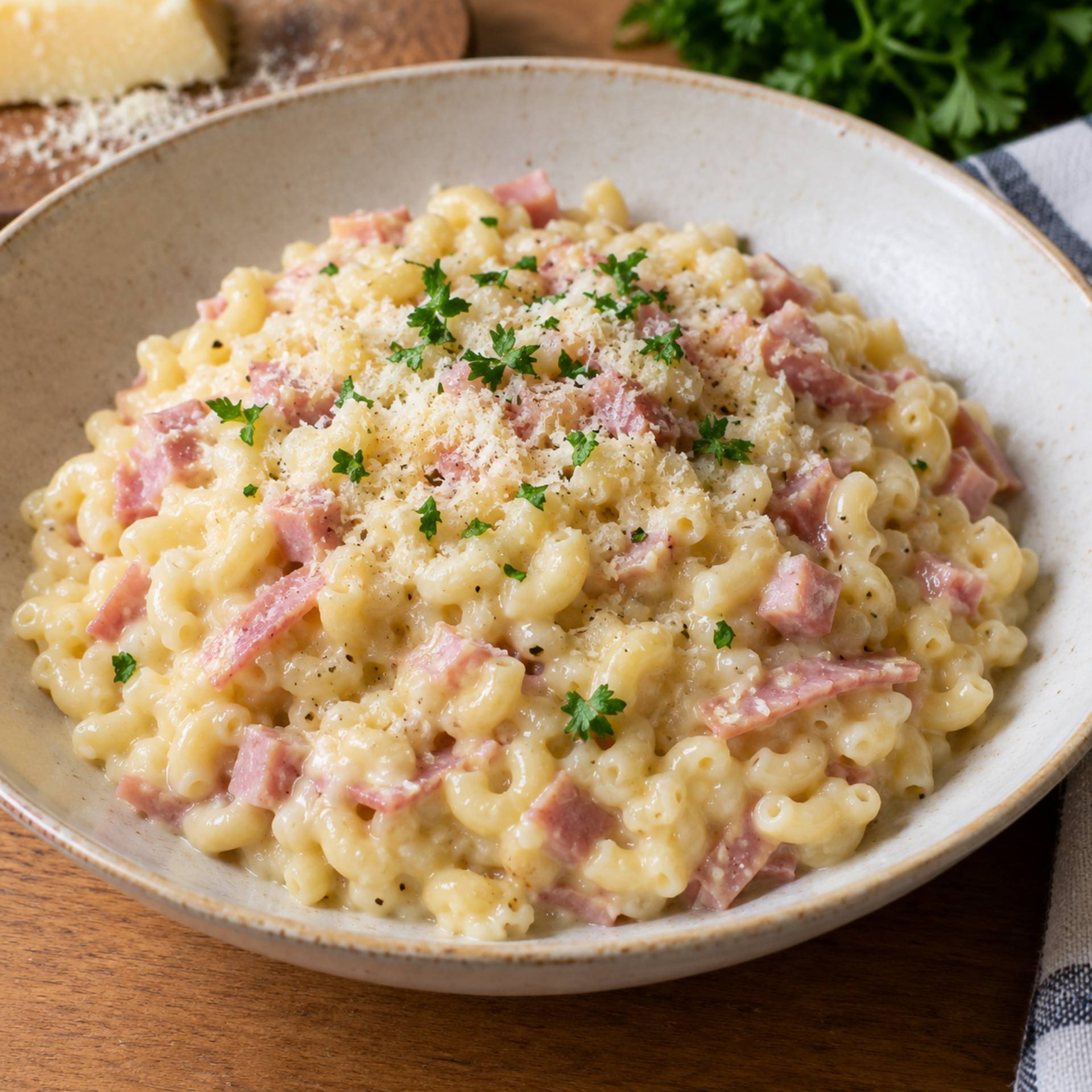 Risotto de coquillettes au jambon et au comté - Recette Companion Connect | Moulinex