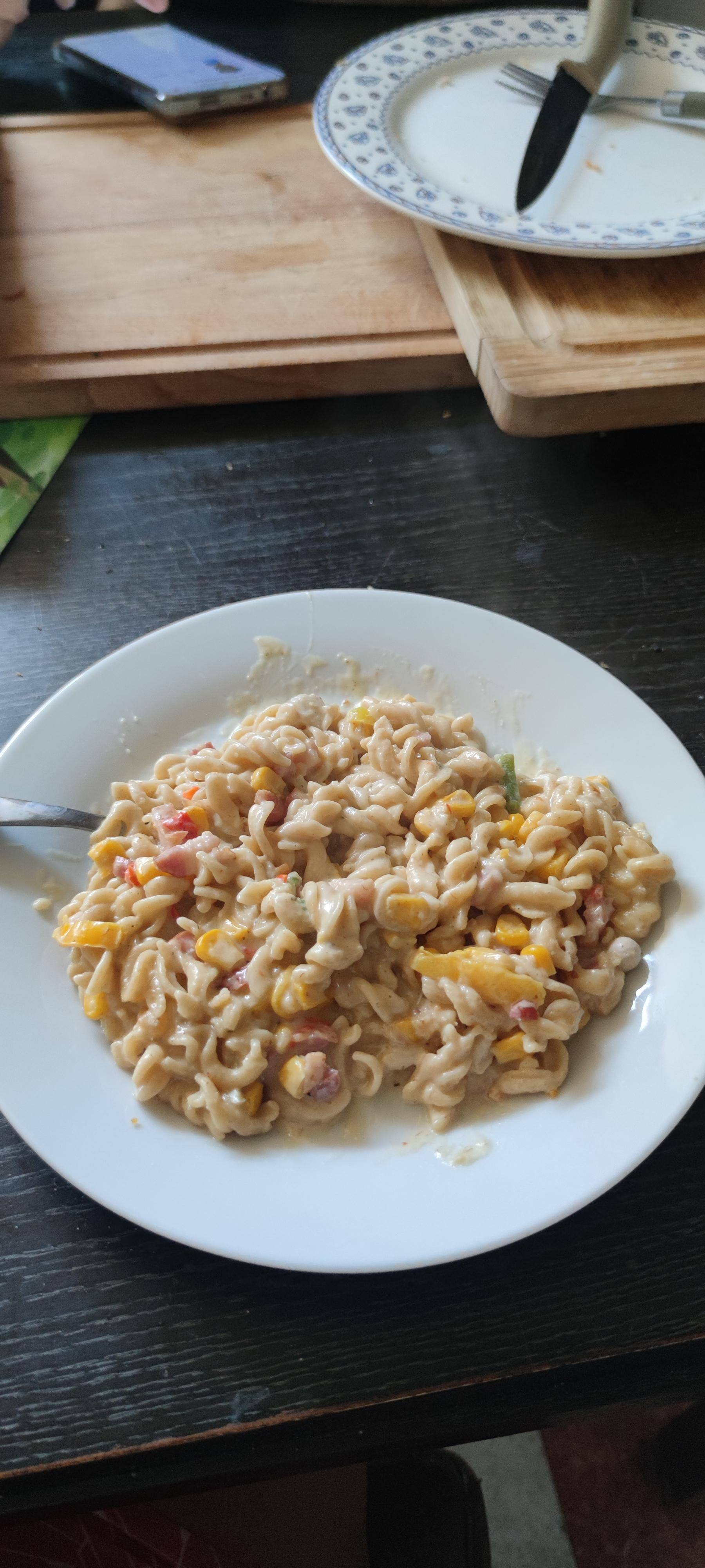 Pâtes lardiner au mais - Recette Cookeo | Moulinex