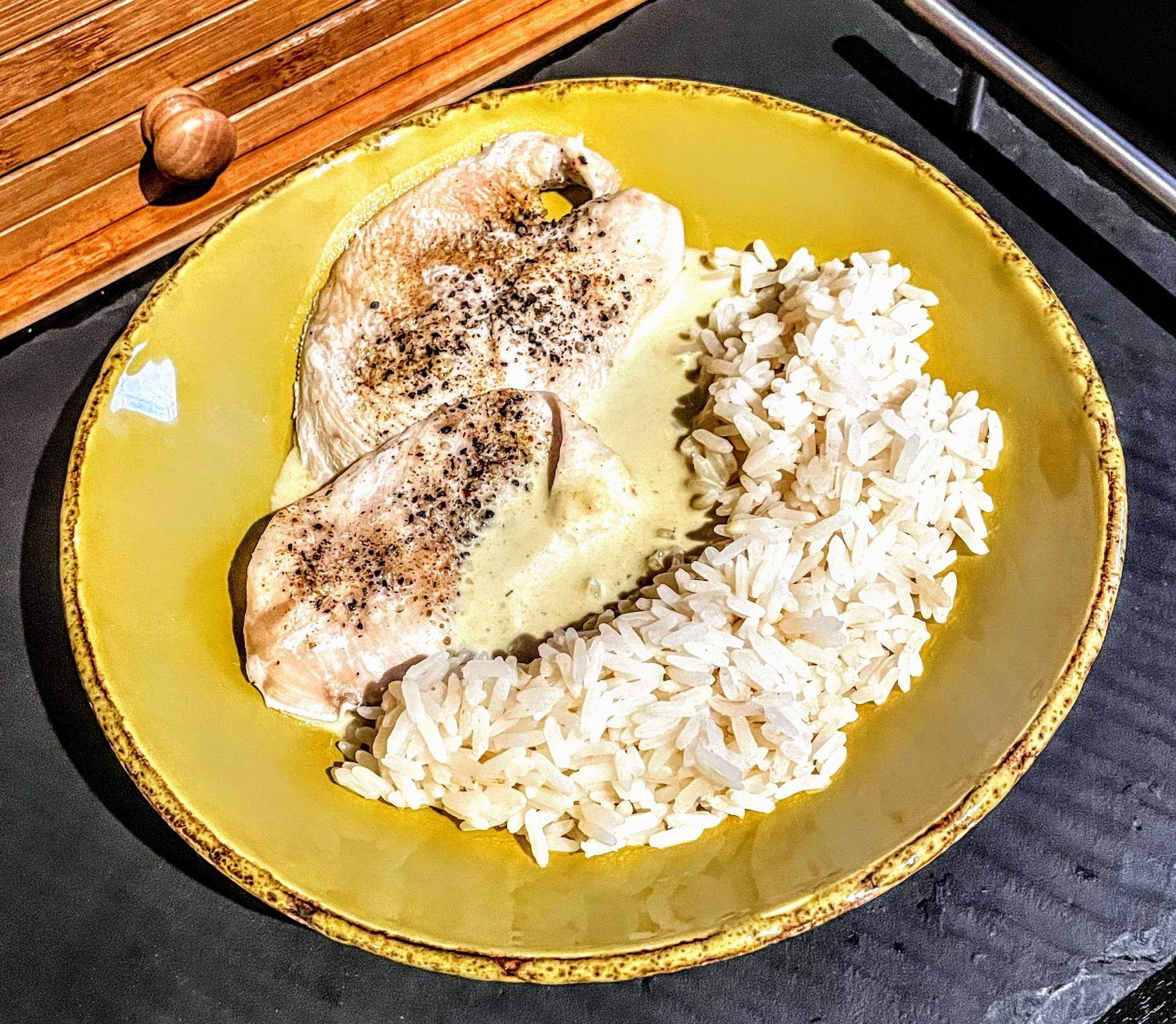 Riz et poulet vapeur, sauce curry vert - Recette Companion Connect | Moulinex