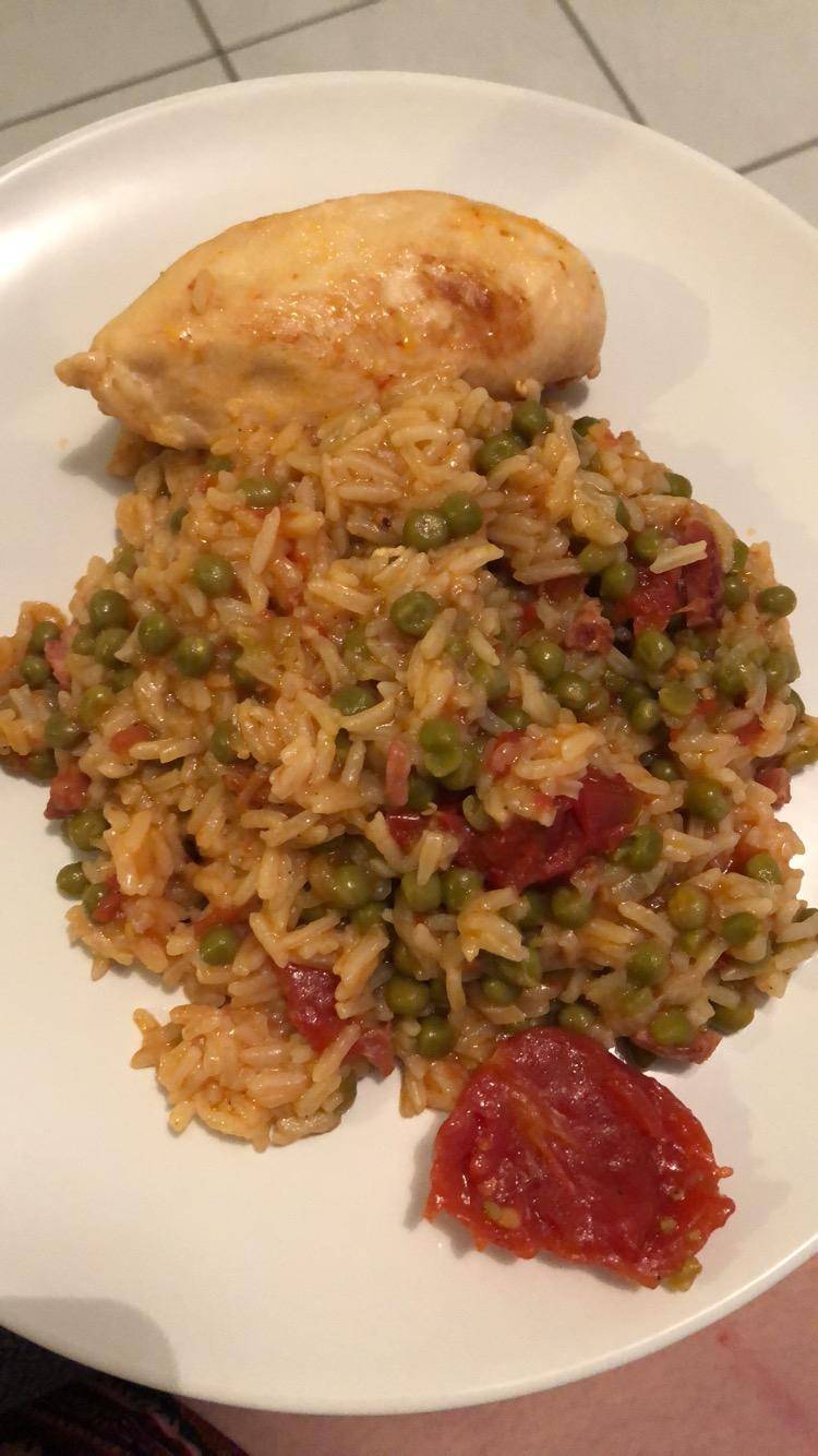 Poulet, riz, petit pois, tomate - Recette Cookeo | Moulinex