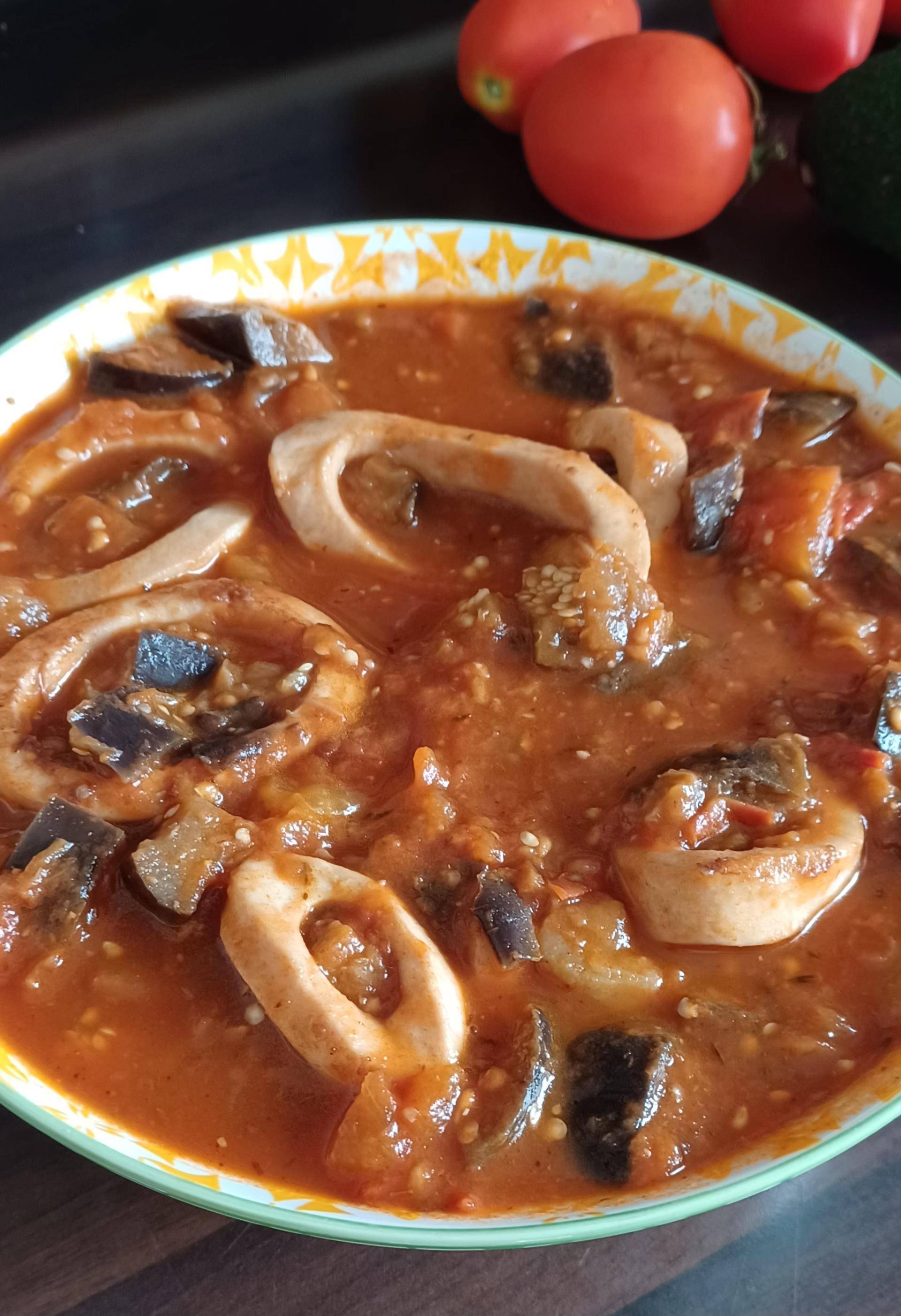 Encornets en lamelles, aubergines tomates - Recette Cookeo | Moulinex