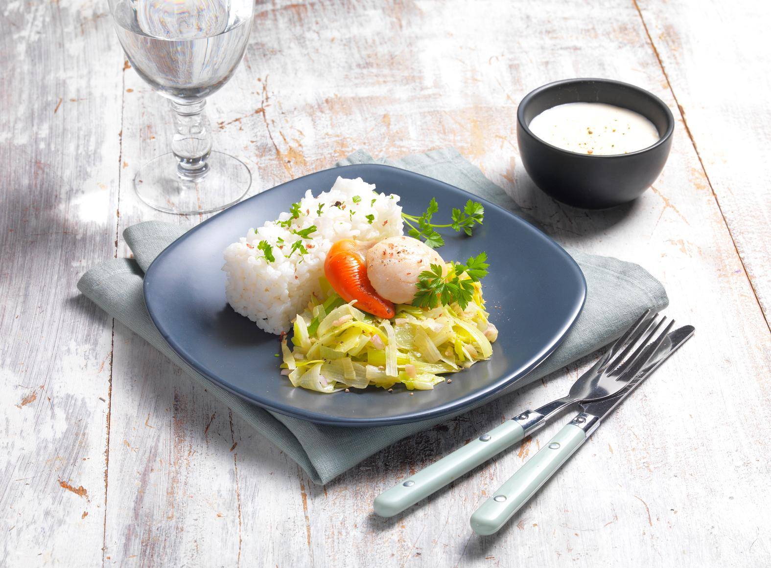 Noix de Saint-Jacques aux poireaux - Recepten Cook'in One | Moulinex