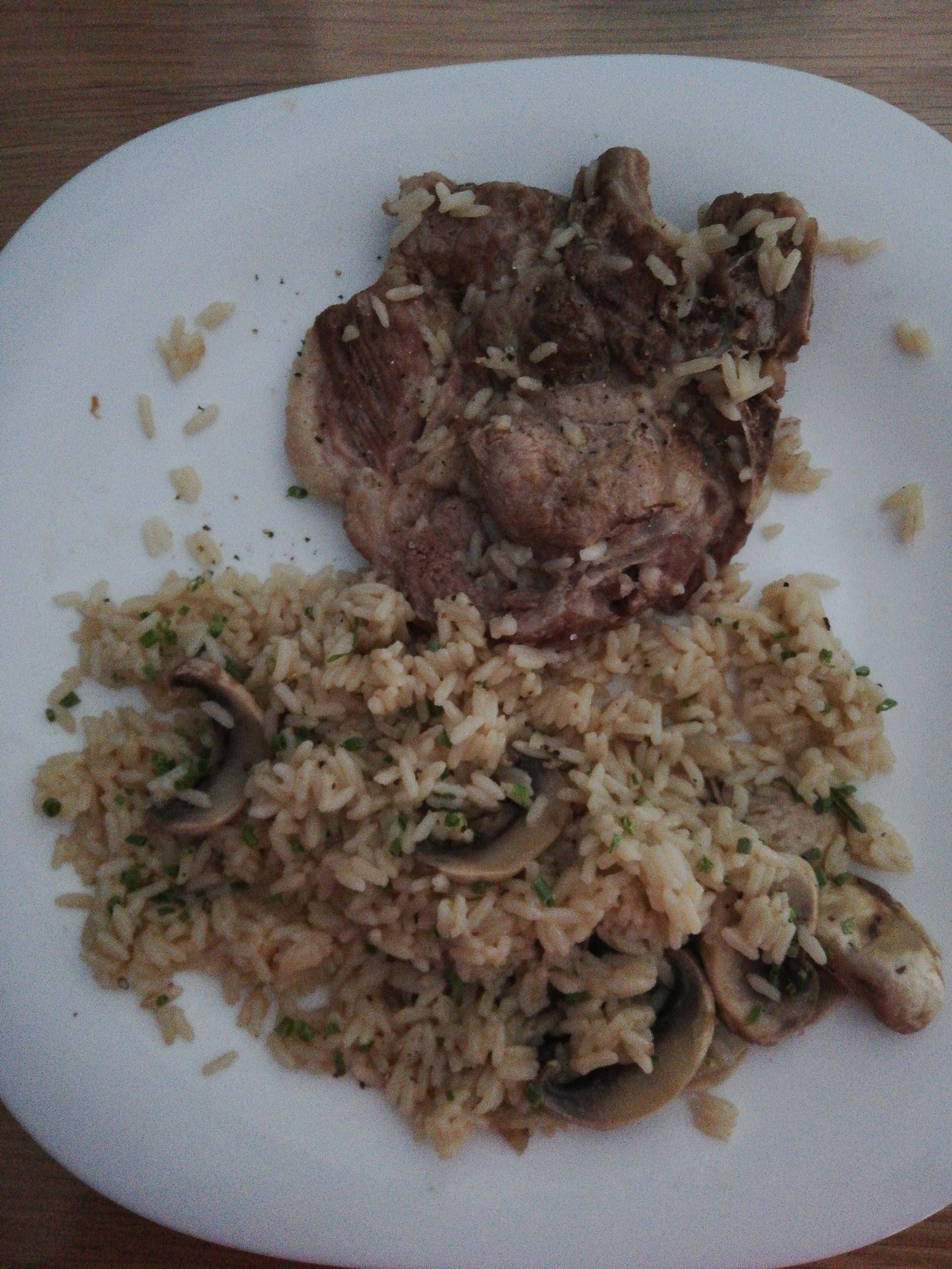 Côte de porc au riz, champignons et oignons - Recepten Cookeo | Moulinex