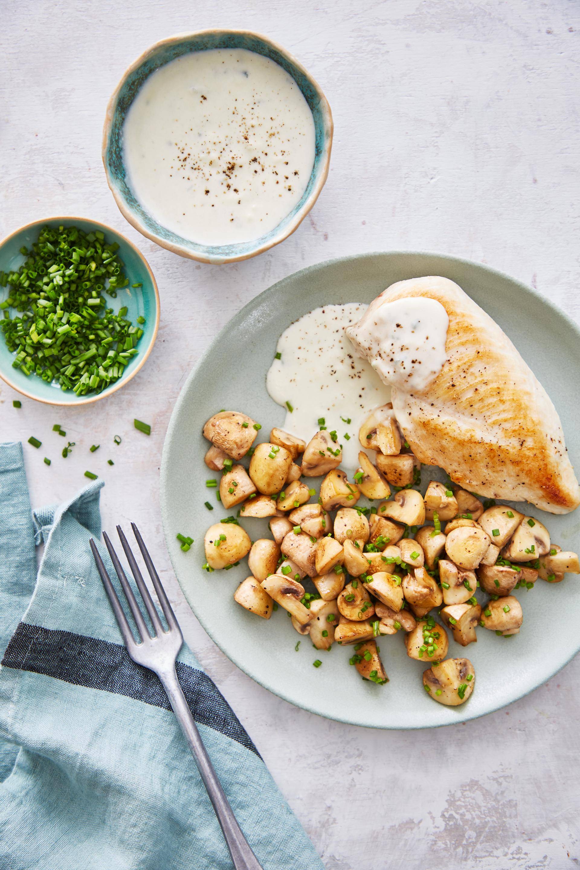 Filets de poulet aux champignons et sauce au bleu - Recette EASY FRY GRILL & STEAM 3 in 1 | Moulinex