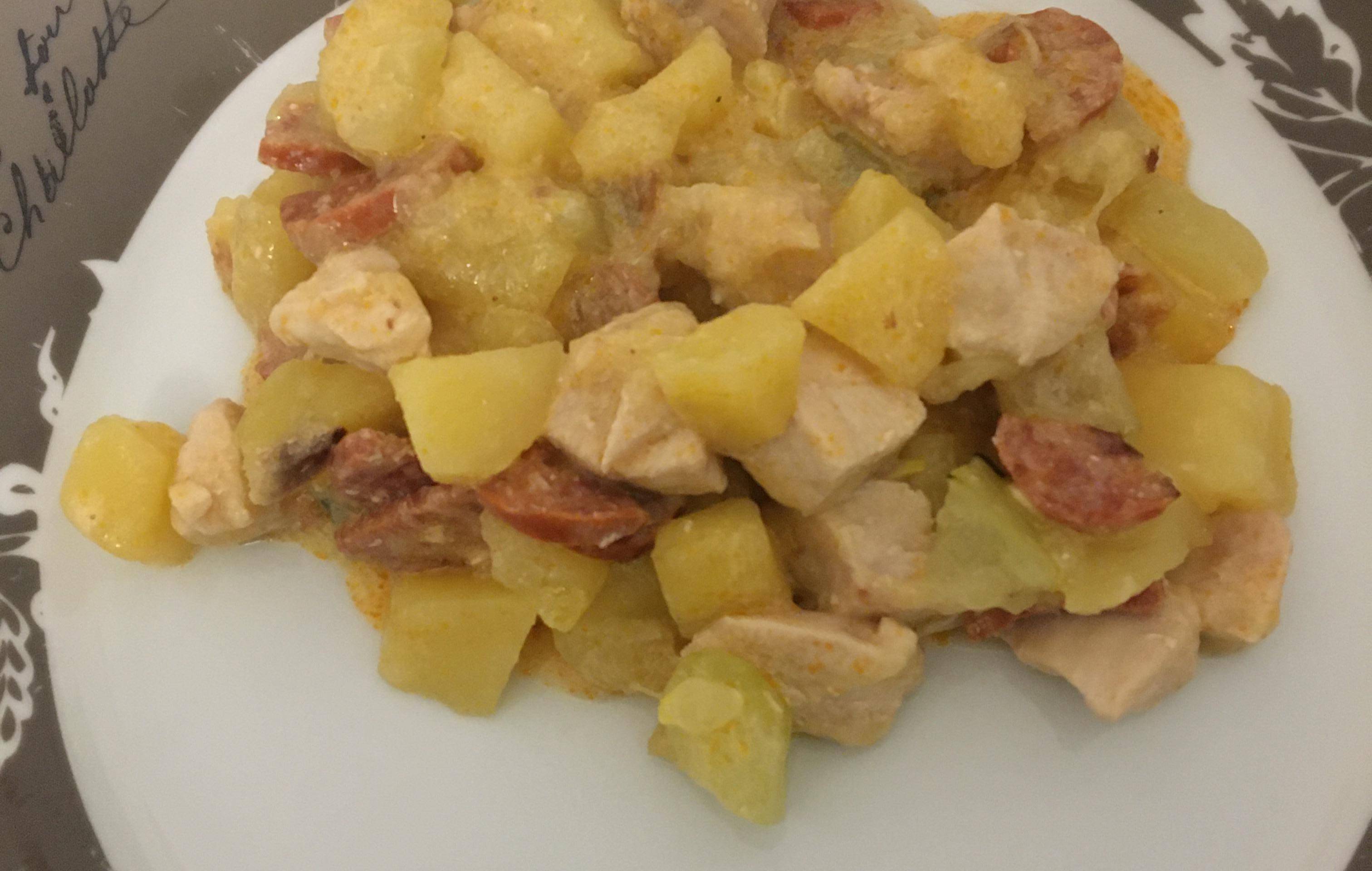 Pommes de terres fondantes, courgettes poulet et chorizo - Recette Cookeo | Moulinex
