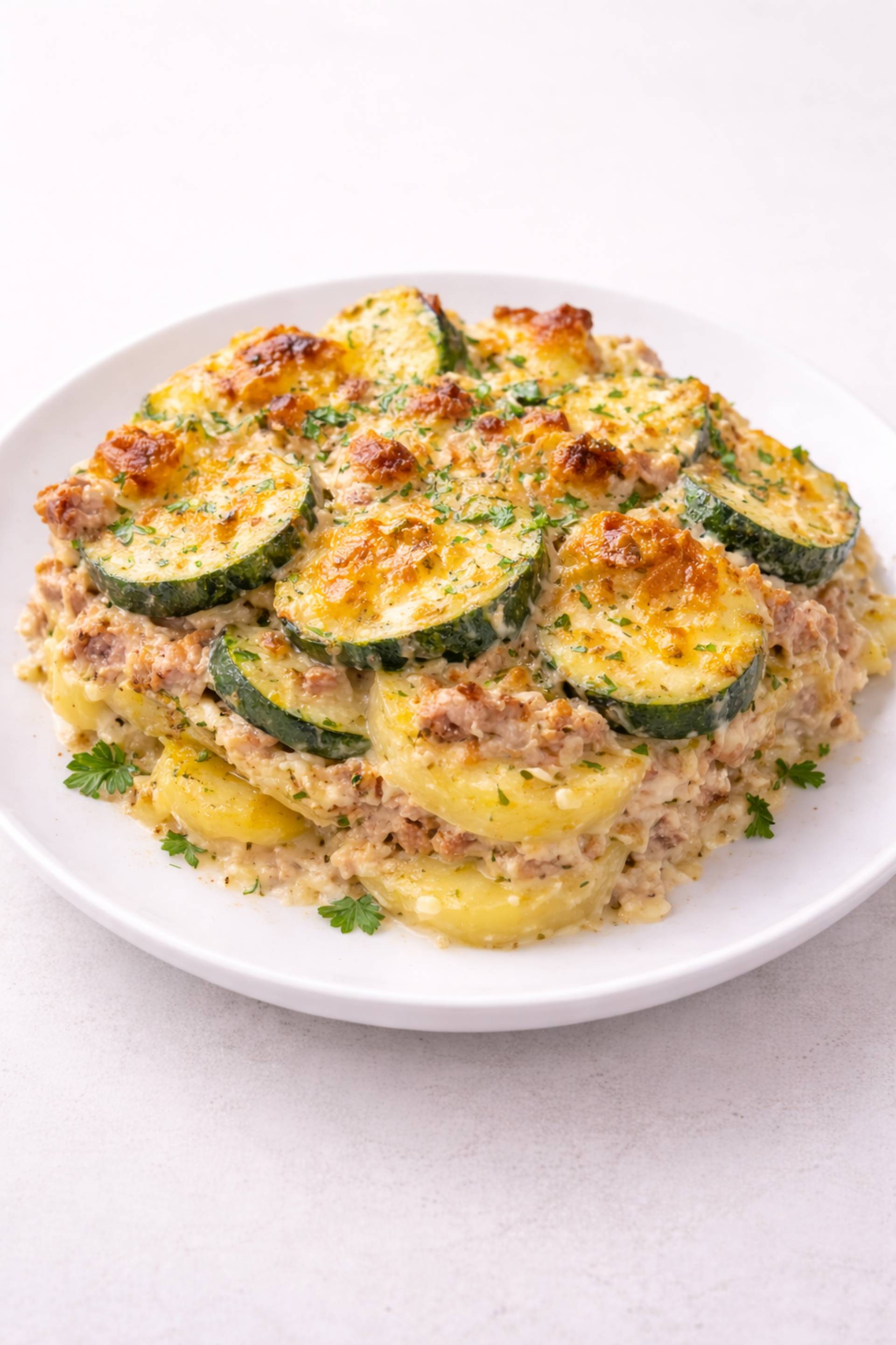 Gratin fondant pommes de terre courgettes et thon - Recette Cookeo 9in1 | Moulinex