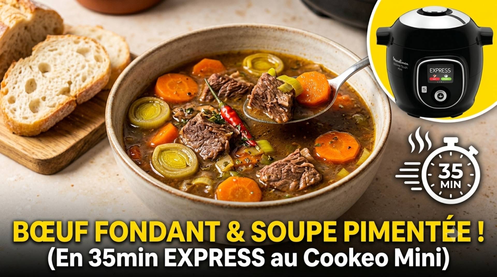 Soupe de boeuf test - Recette Cookeo V3 Mini | Moulinex
