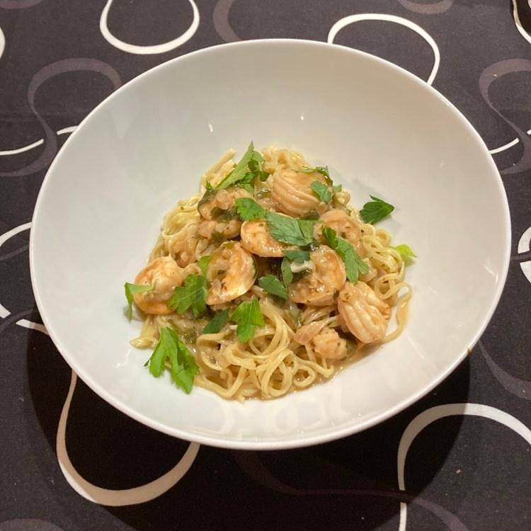 Scampis à l'ail et au lait de coco. - Recette Companion XL | Moulinex