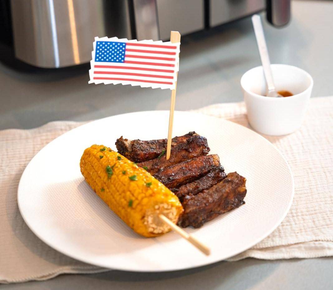 Ribs sauce barbecue et maïs grillé - Recette Dual EasyFry | Moulinex