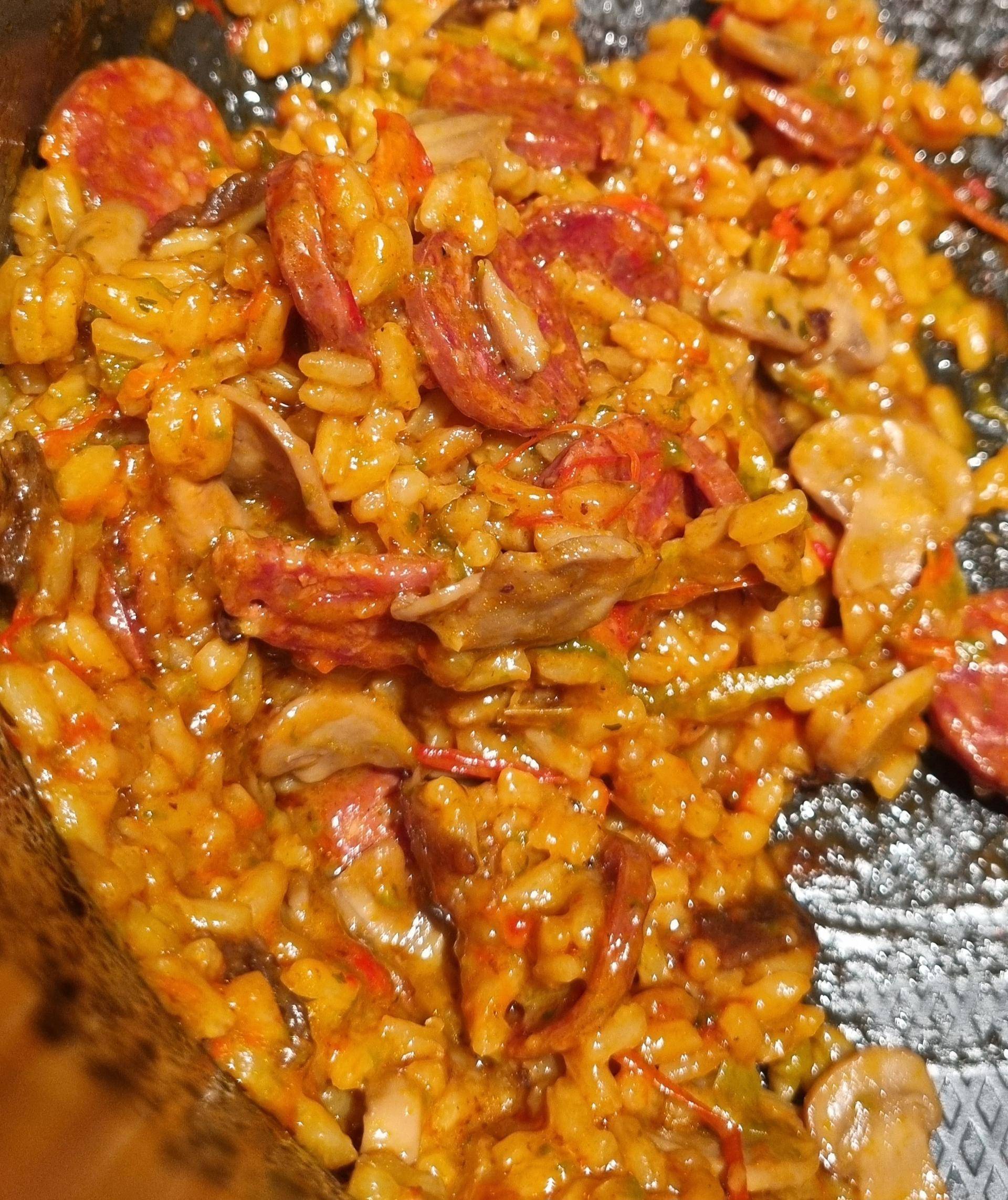 Risotto poivrons champignons chorizo - Recette Cookeo | Moulinex