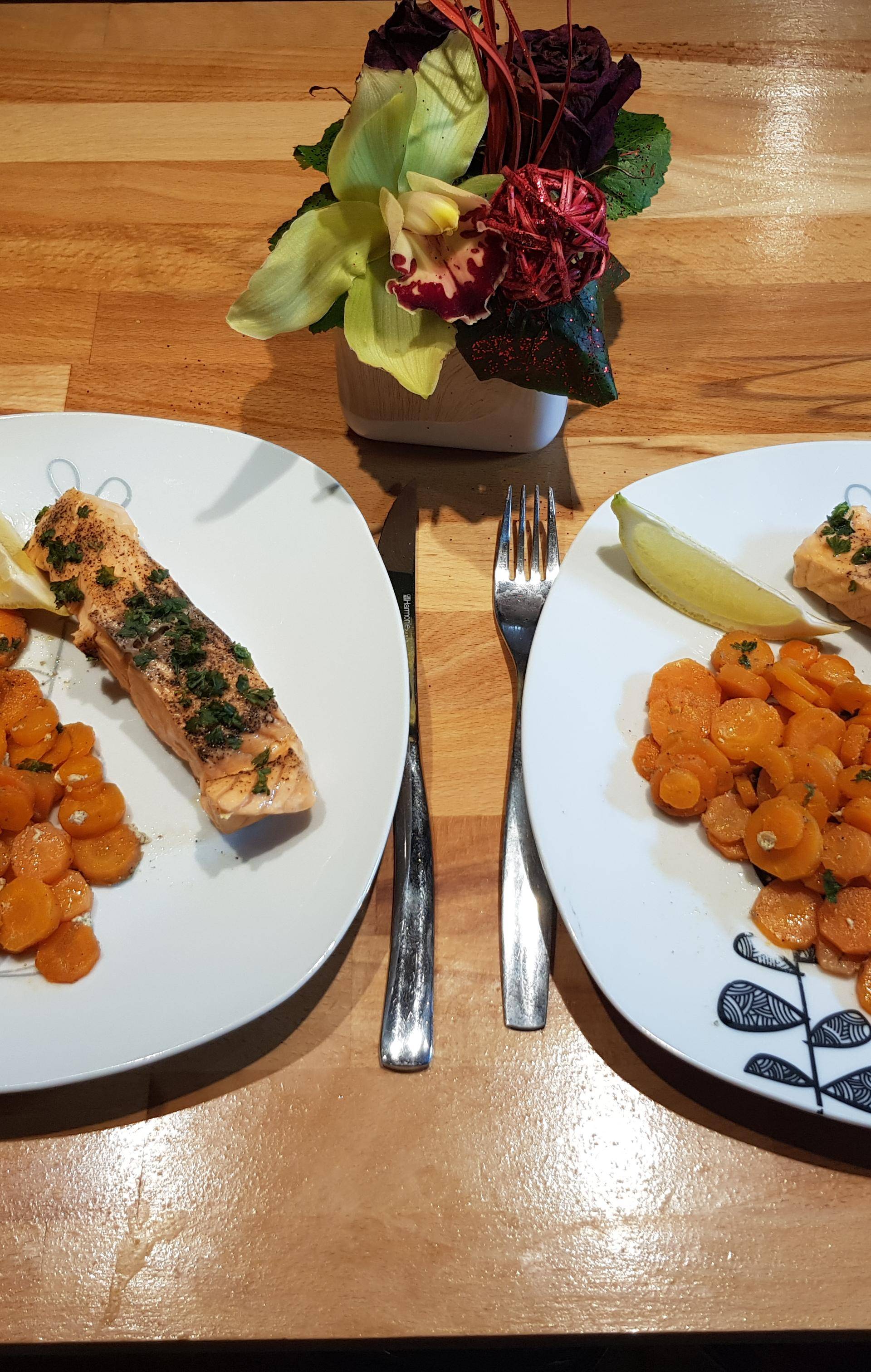 Saumon et ses carottes vapeur - Recette Companion Connect XL | Moulinex