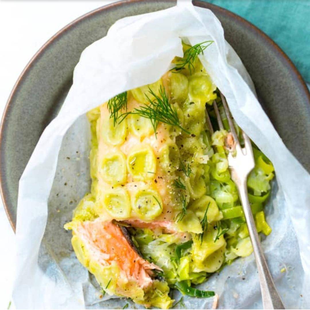 Papillotes de saumon, poireaux et ravioles - Recepten Companion Connect XL | Moulinex