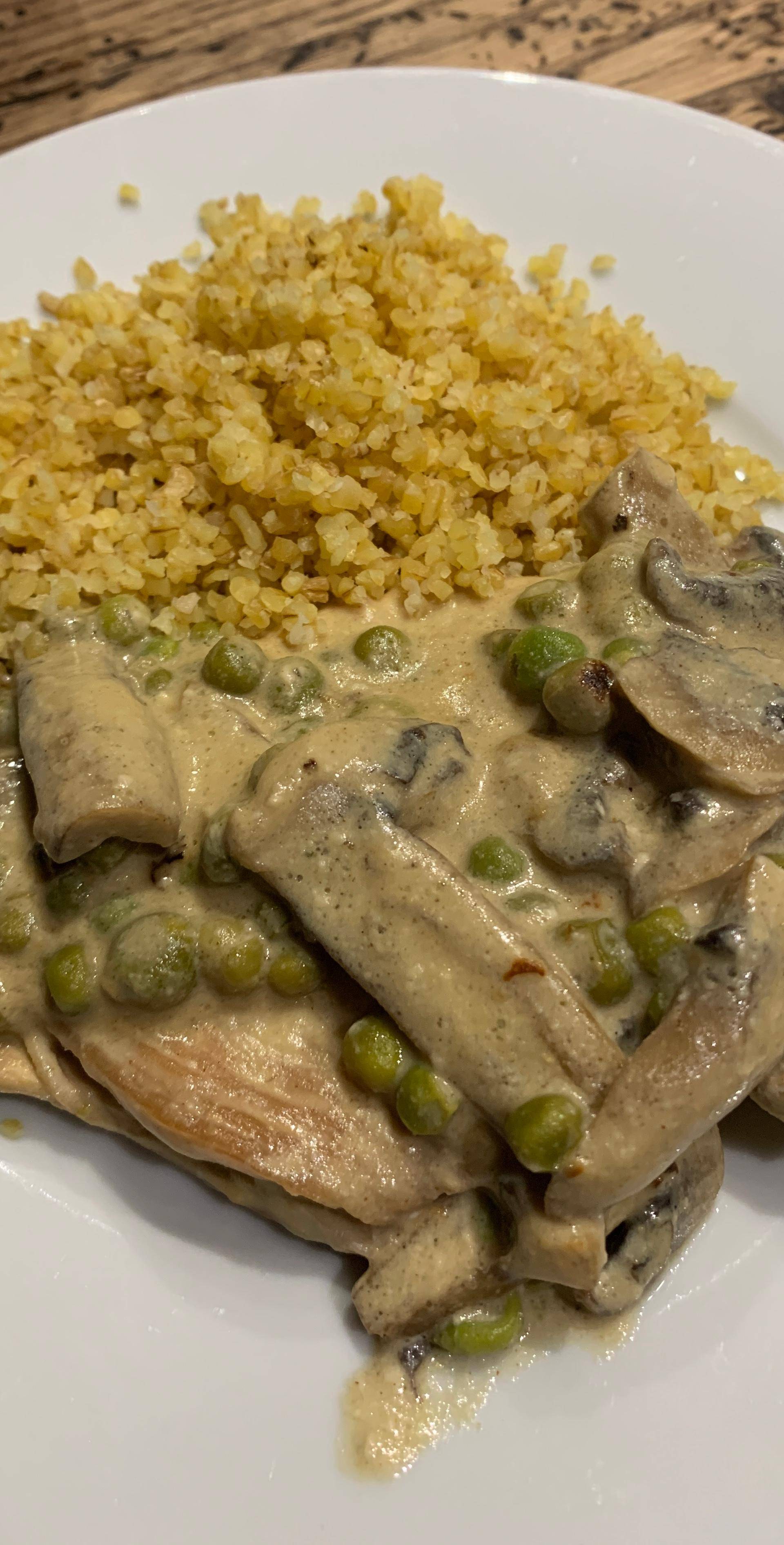 Dinde à la moutarde, petit pois champignons et boulgour - Recette Cookeo V3 | Moulinex