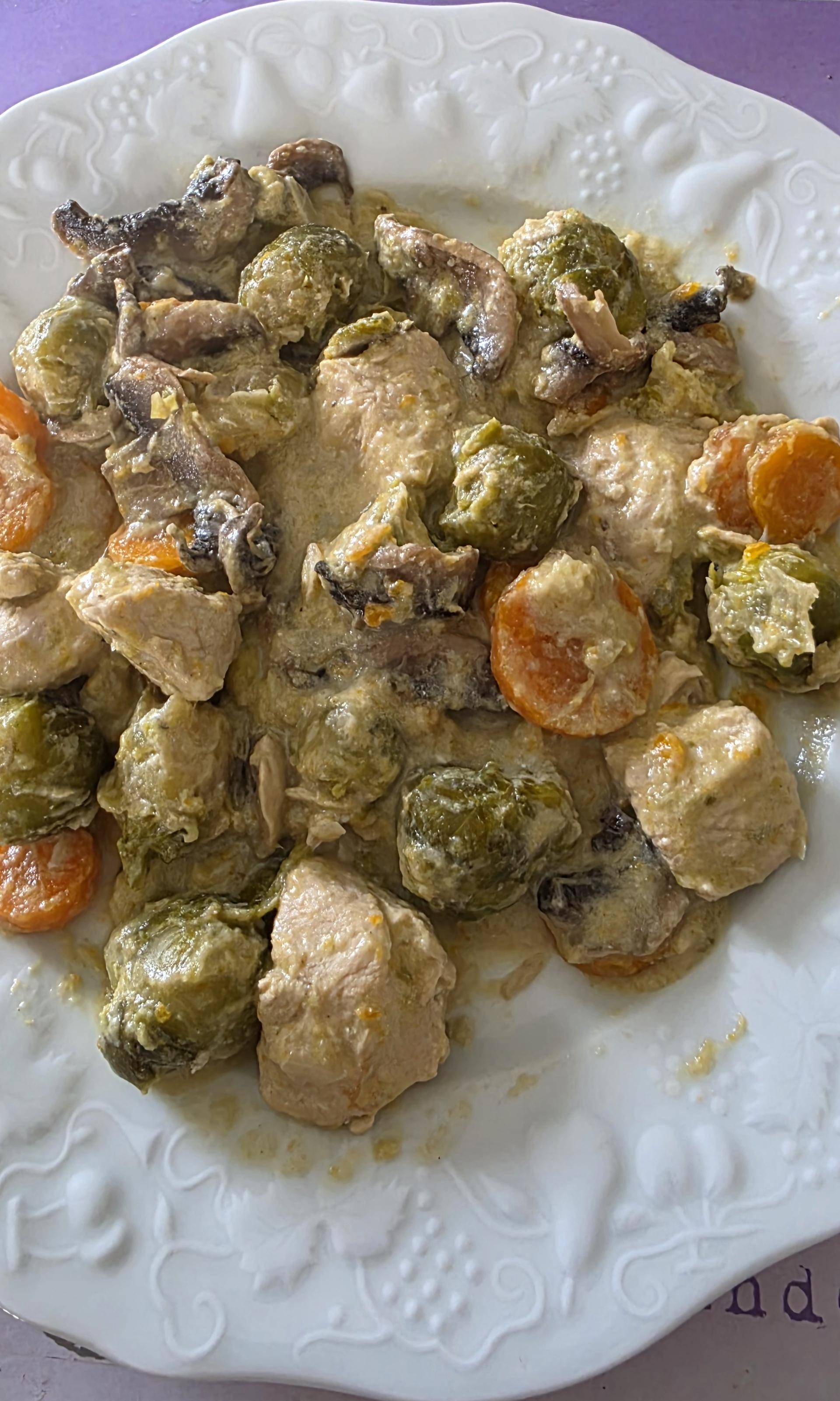 Mijoté : Choux de Bruxelles, Dinde, Champignon - Recette Companion Connect XL | Moulinex