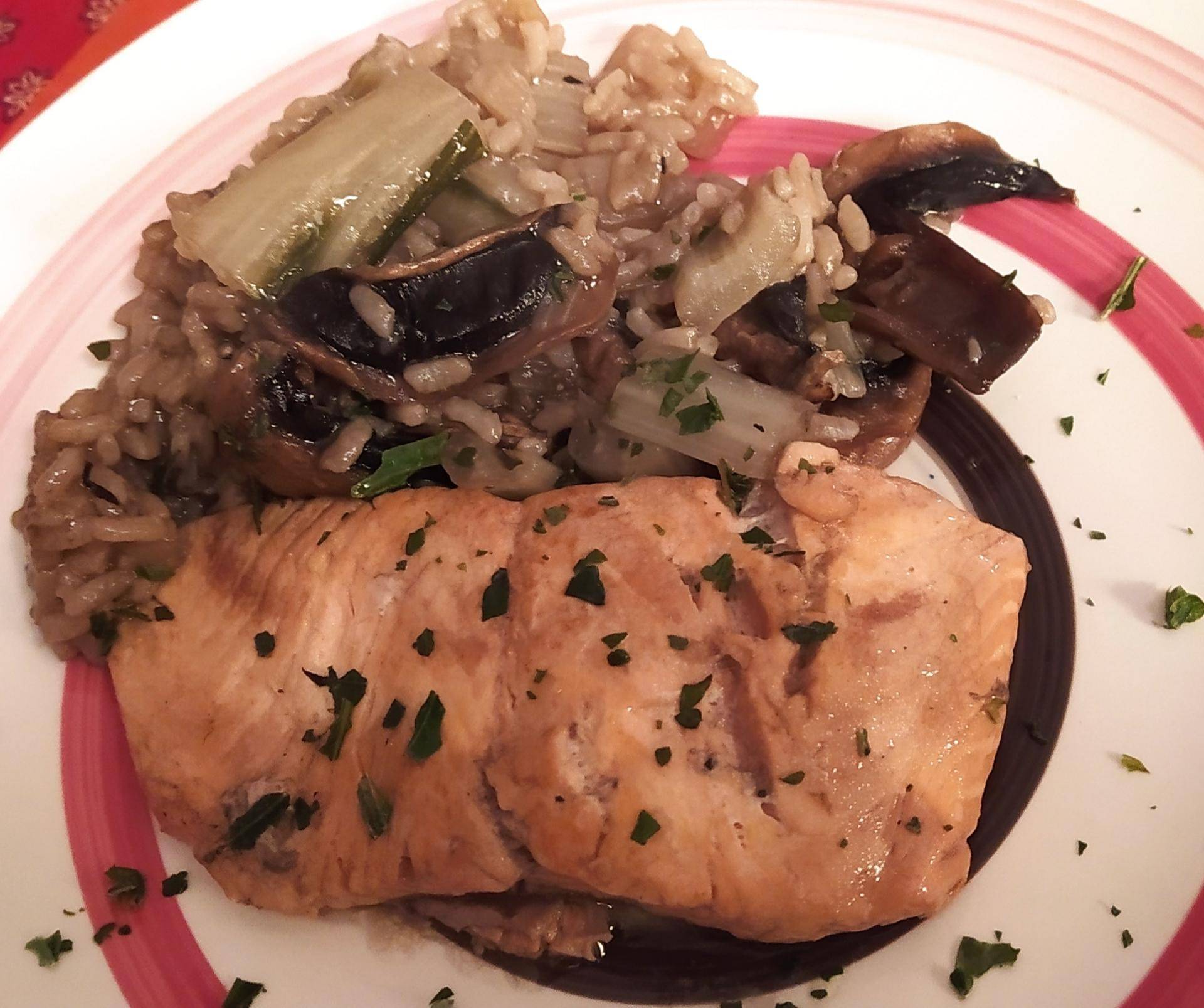 Risotto de saumon frais , blette et champignons - Recepten Cookeo | Moulinex