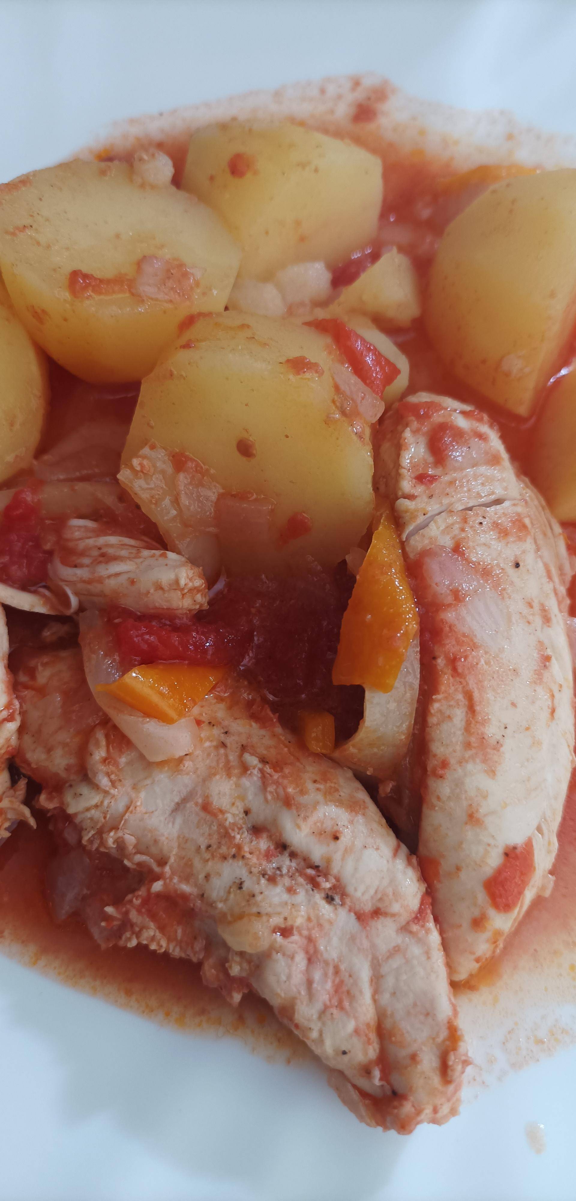 Poulet tomate, poivron et pommes de terre au Ras el hanout - Recette Cookeo | Moulinex