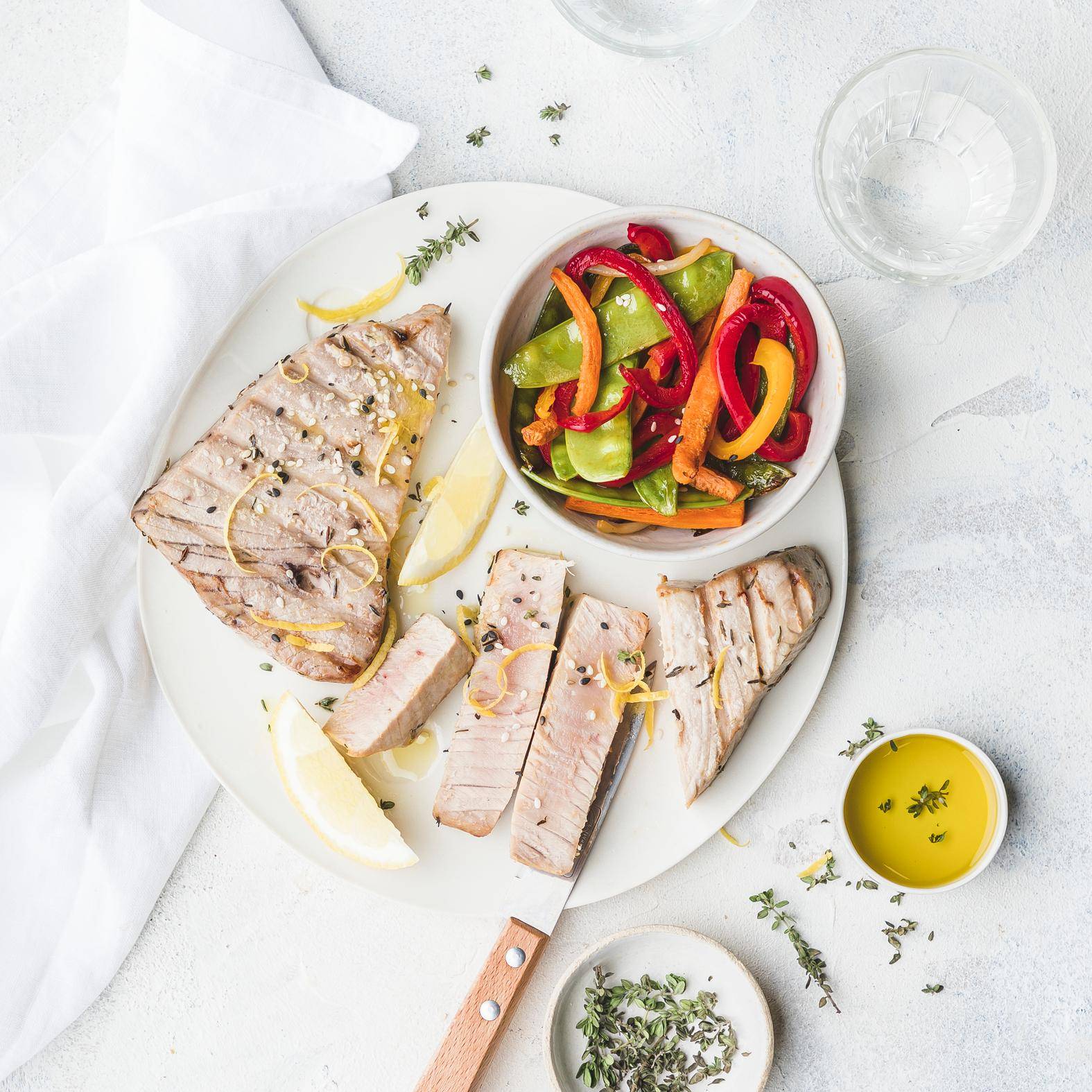 Steaks de thon et légumes surgelés - Recette DUAL EASY FRY XXL | Moulinex