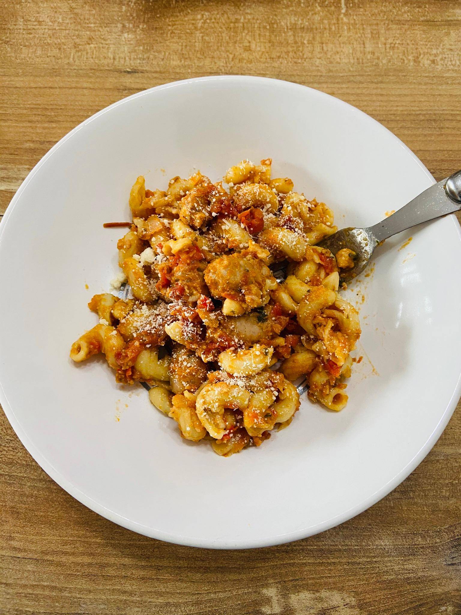 One pot pasta saucisses poivrons - Recepten Companion Connect XL | Moulinex