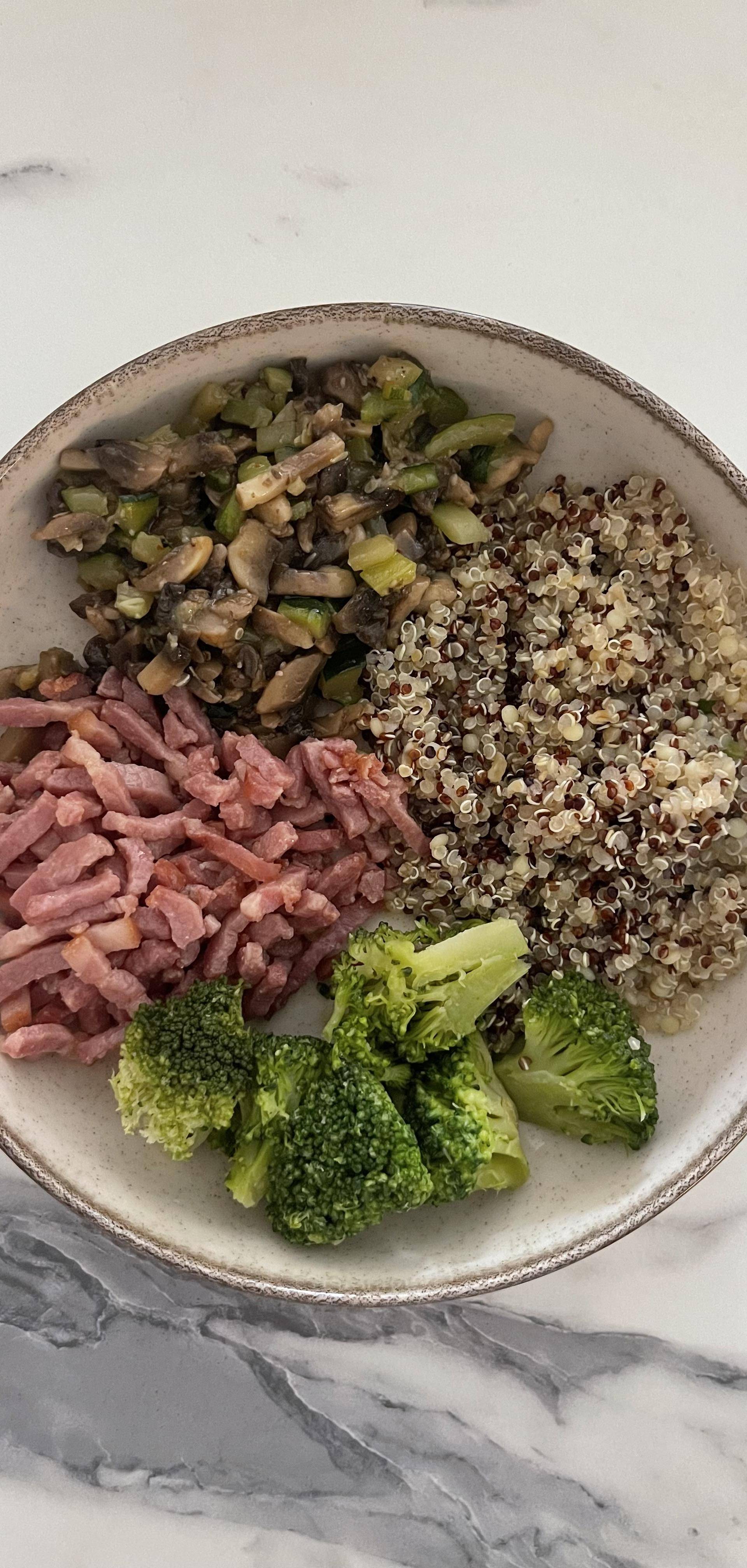 Quinoa au lardon, courgette, champignons et brocolis - Recette Companion Connect XL | Moulinex