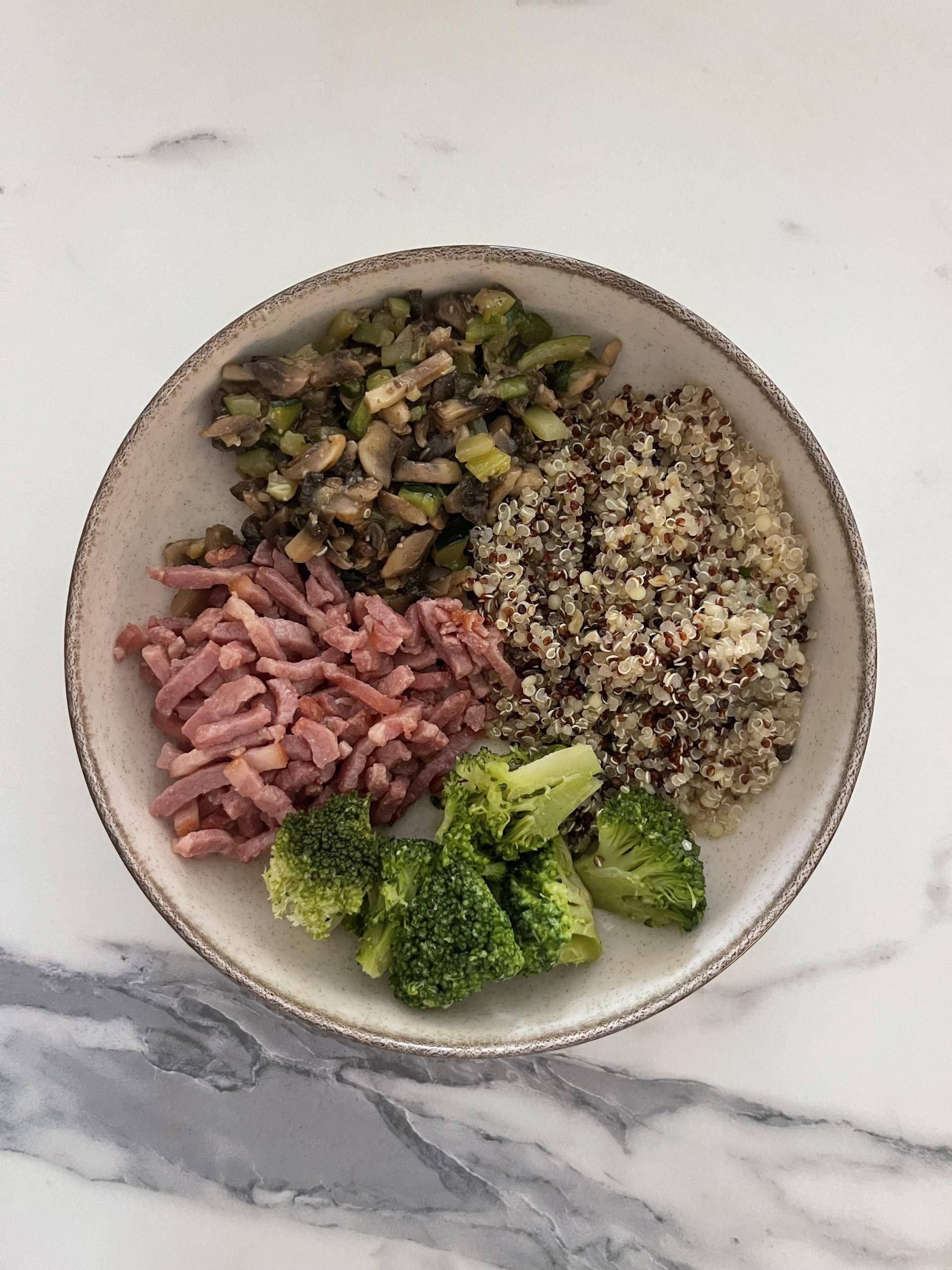 Quinoa au lardon, courgette, champignons et brocolis - Recette Companion Connect XL | Moulinex