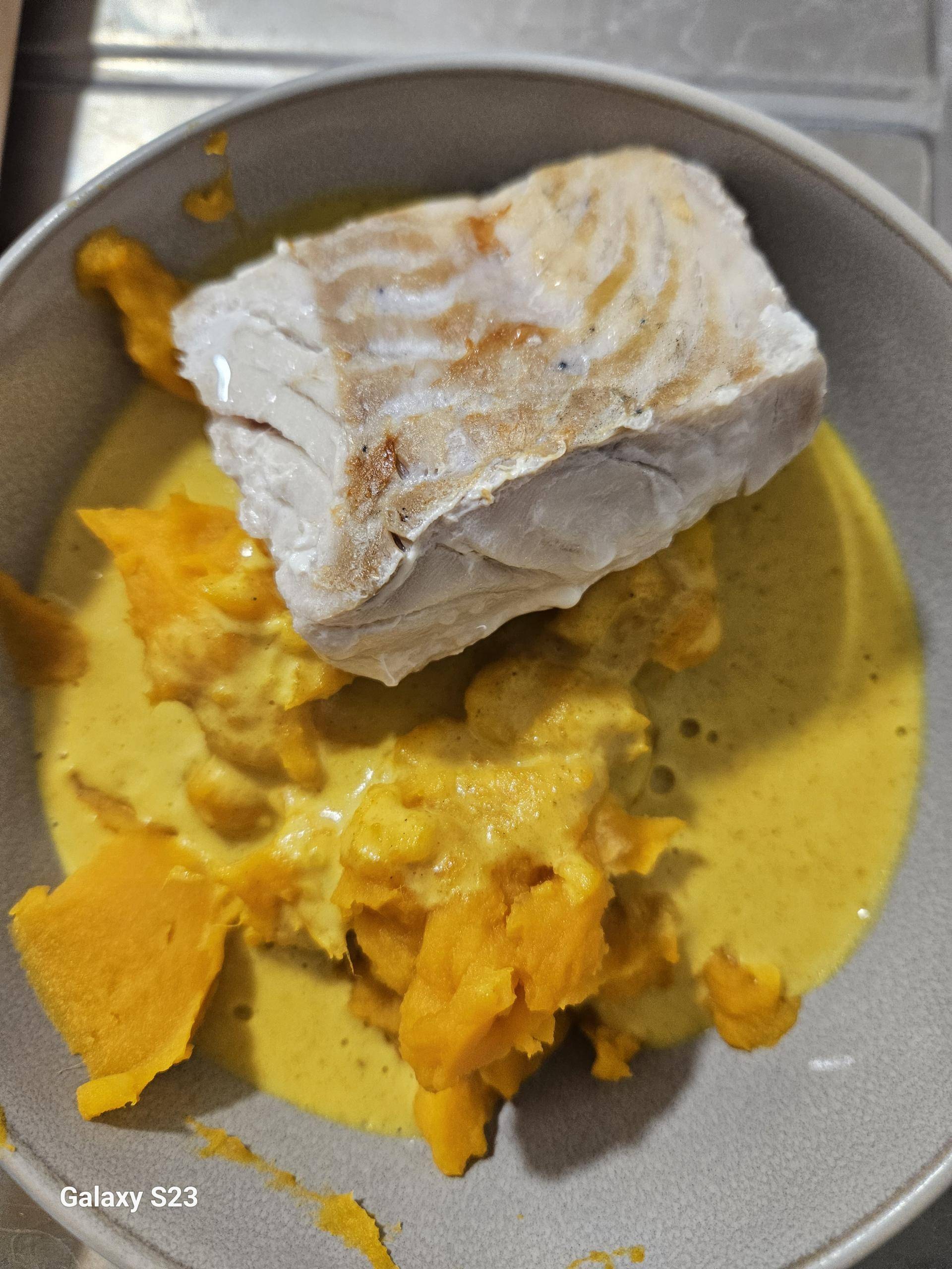 Lieu et sauce avoine, curry, citron - Recette Companion Connect XL | Moulinex