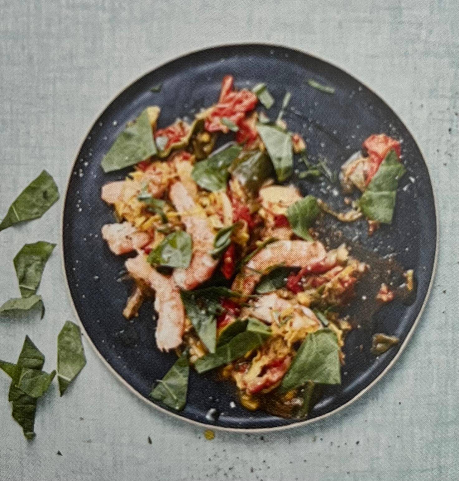 Salade tiède de crevettes, tomates cerises, poireaux - Recepten Cookeo | Moulinex