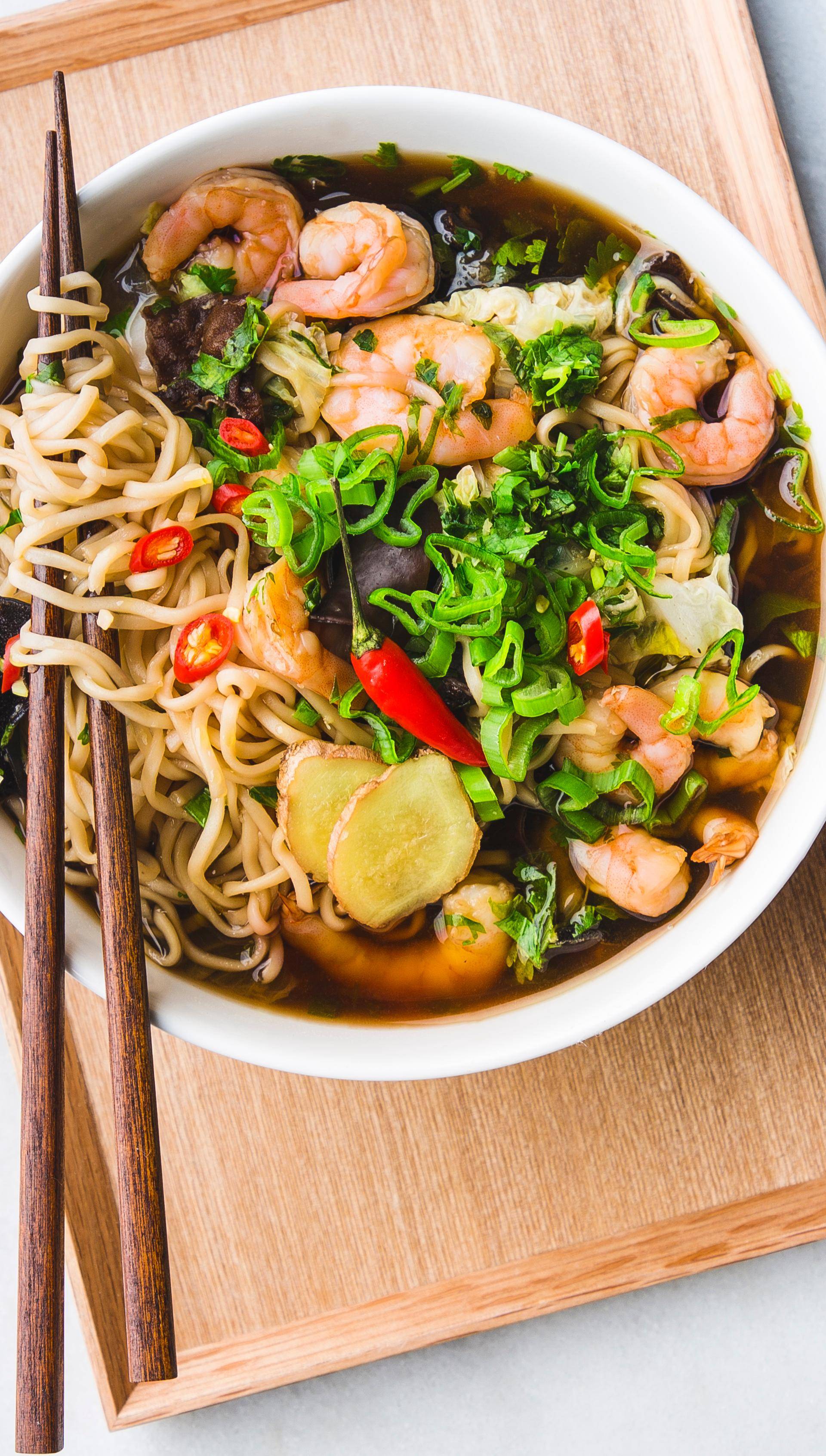 Bouillon asiatique aux crevettes - Recette Cuiseur vapeur | Moulinex
