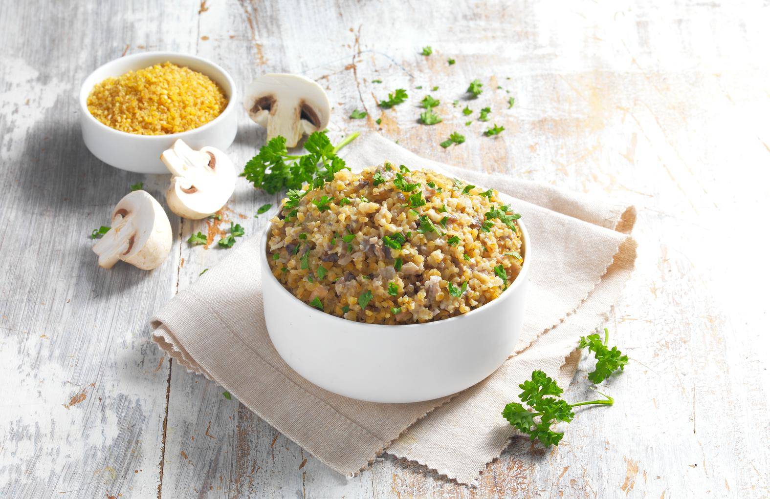 Risotto au boulgour et champignons de Paris - Recepten Cook'in One | Moulinex