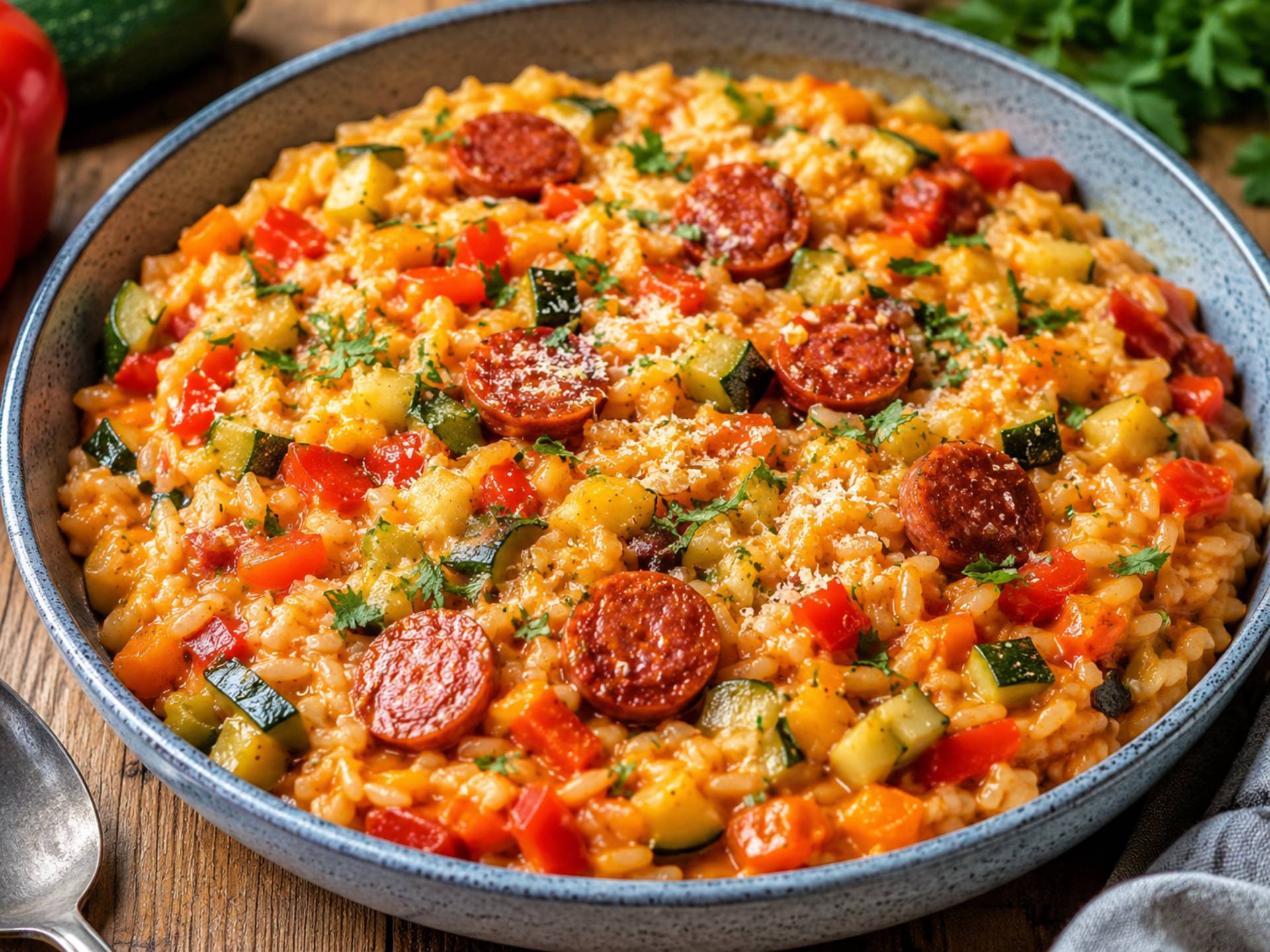 Risotto chorizo et légumes - Recette Cookeo V3 | Moulinex