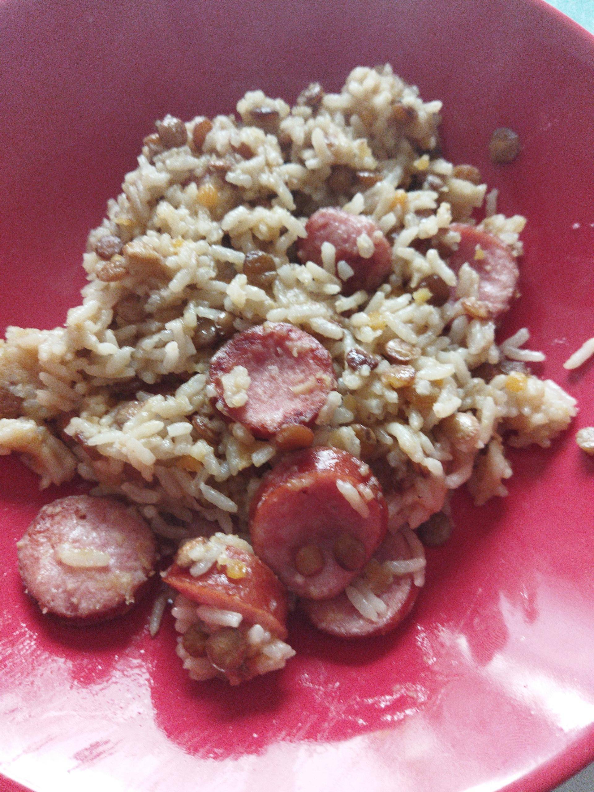 Riz lentilles aux saucisses fumées - Recepten Cookeo | Moulinex