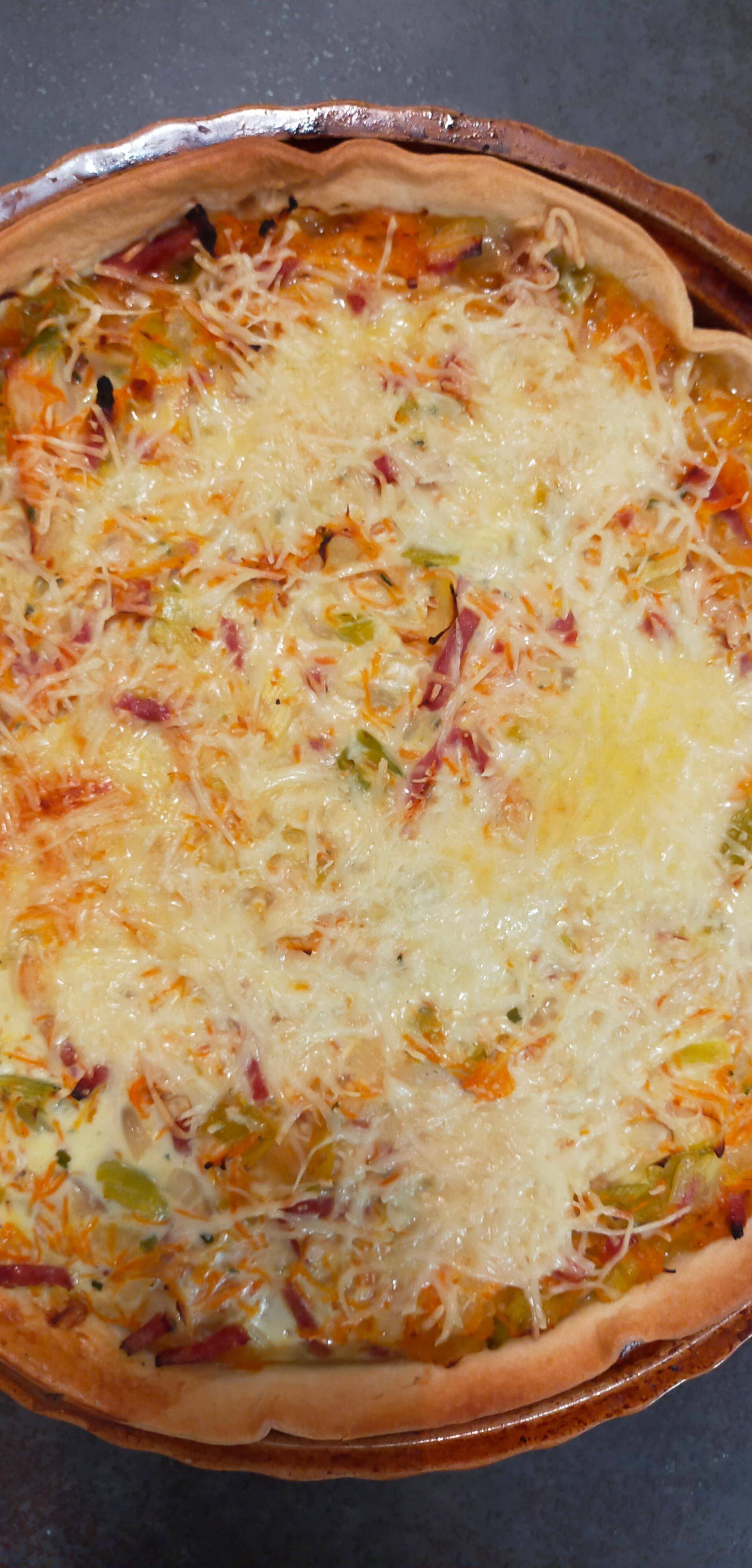 Quiche aux poireaux, carottes et jambon - Recette Cookeo | Moulinex
