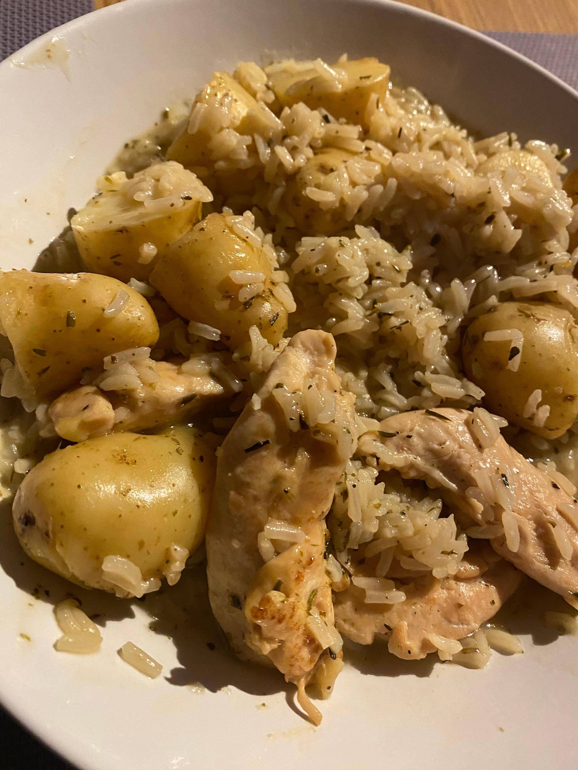 Pomme de terre, riz avec aiguillète de poulet - Recepten Cookeo V3 | Moulinex