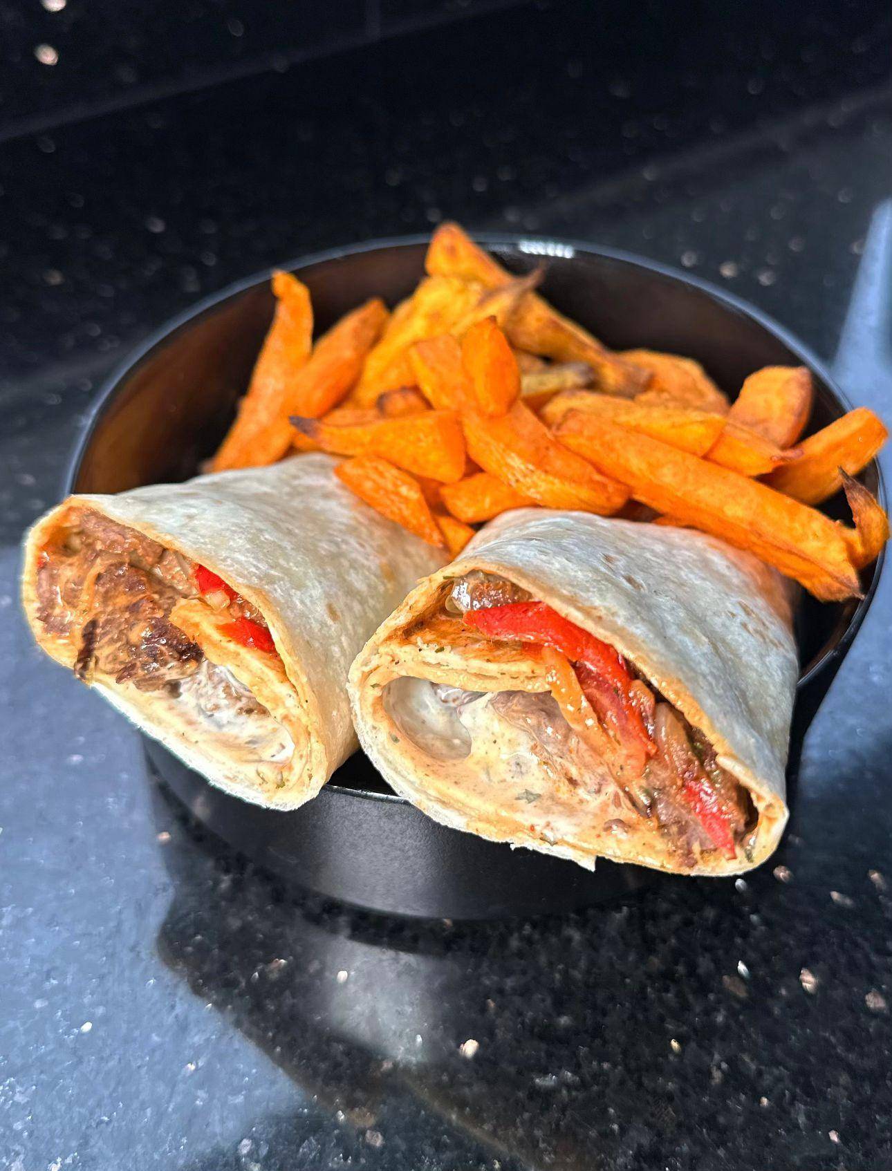 Fajitas au boeuf et frites de patate douce - Recepten Dual EasyFry | Moulinex