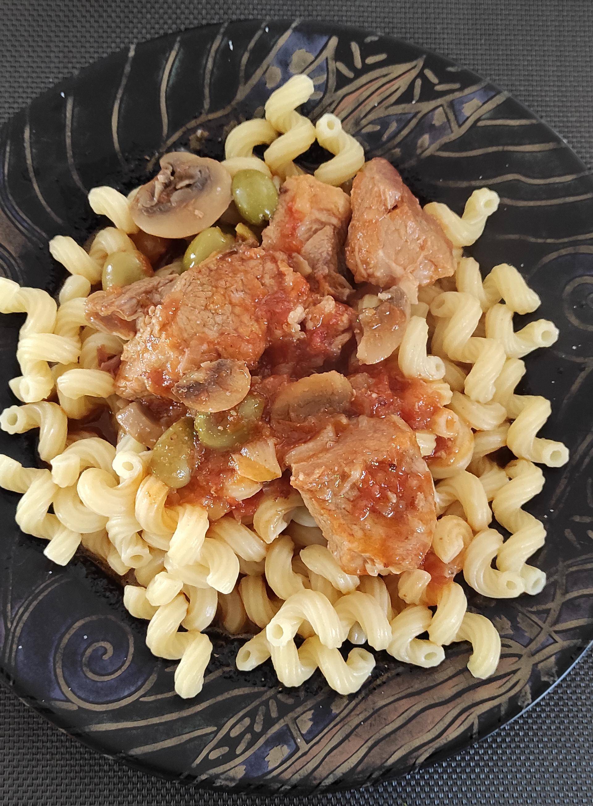 Ragoût de porc aux olives et champignons - Recette Cookeo | Moulinex