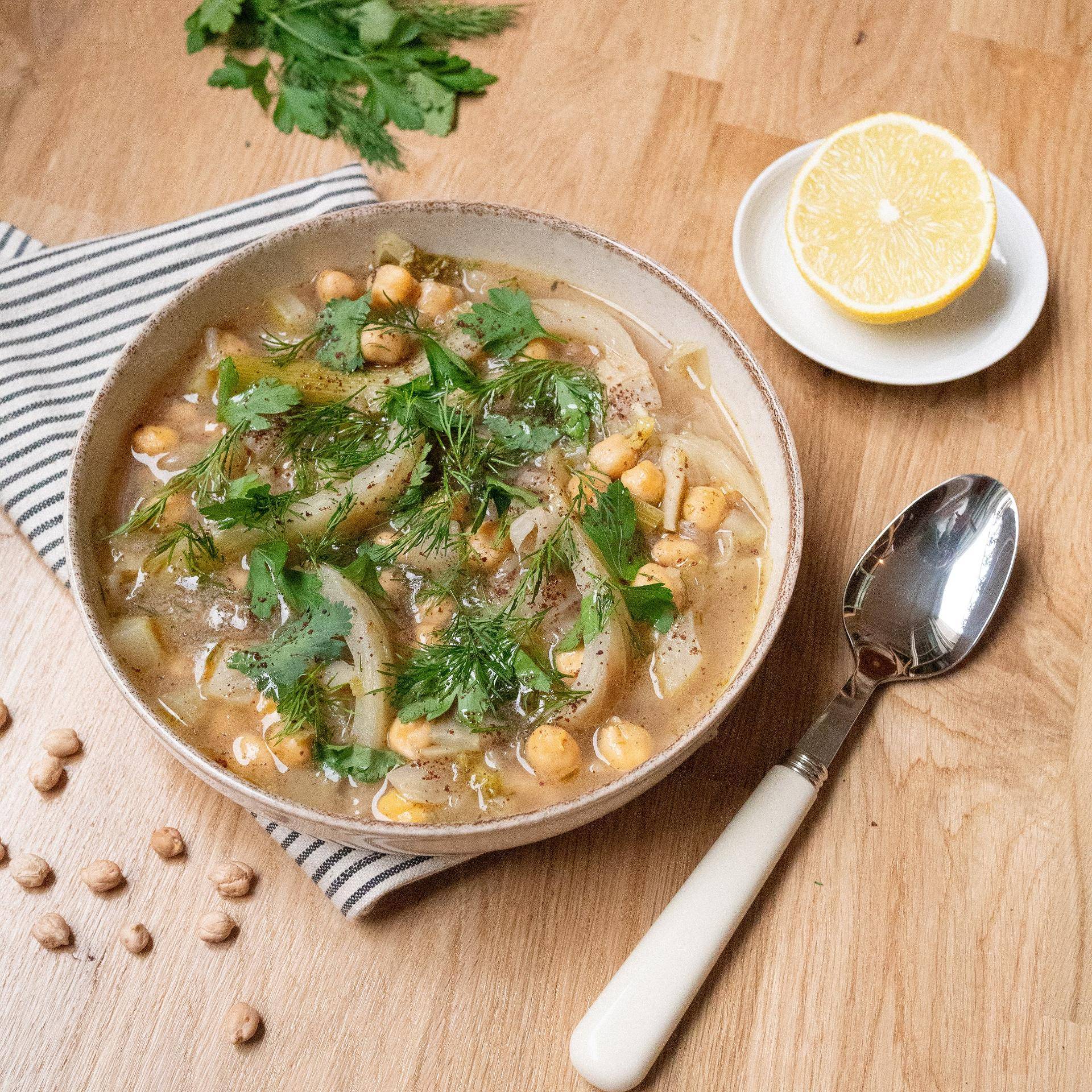 Soupe fenouil, pois chiches et herbes fraiches - Recepten Cookeo | Moulinex