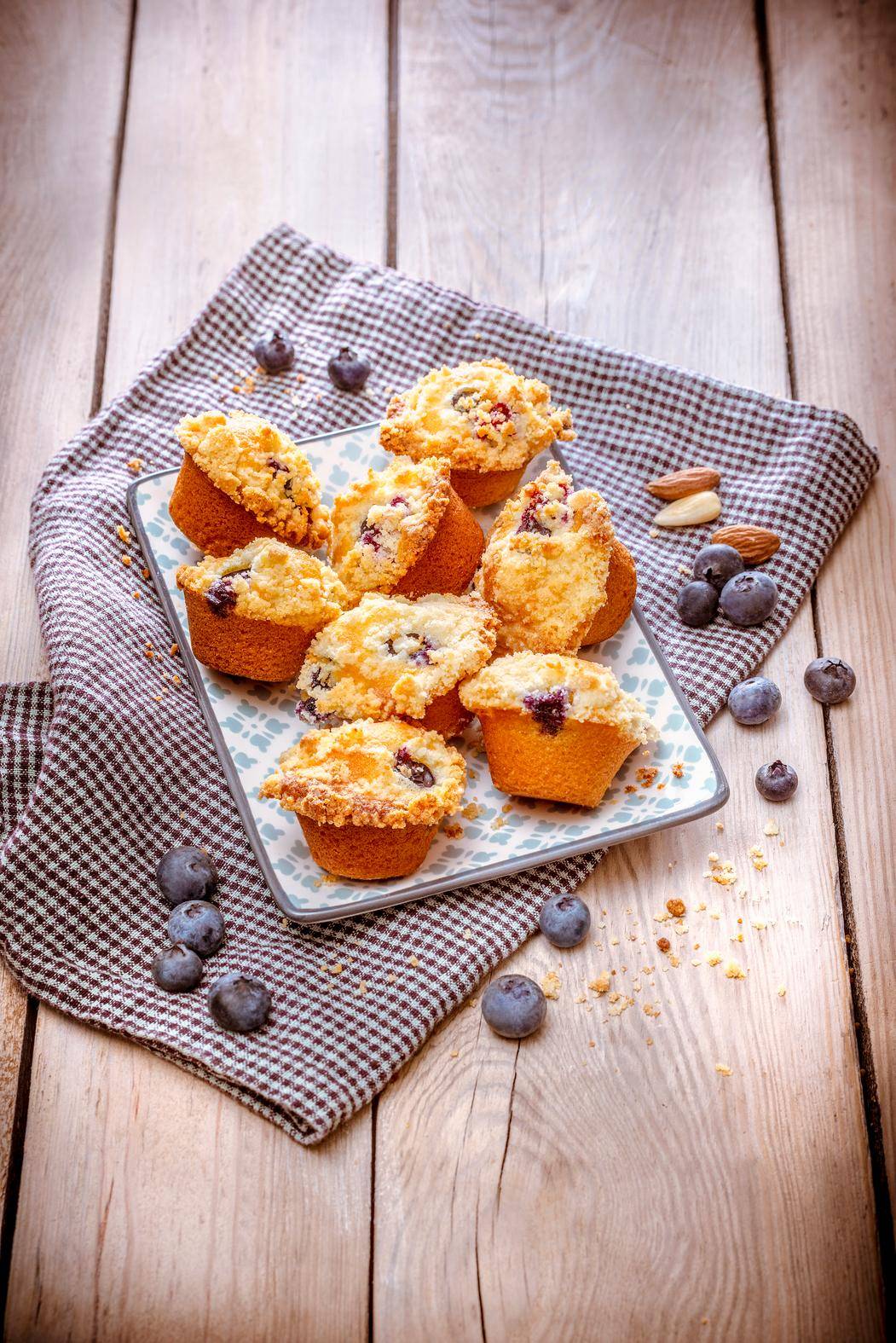 Muffins crumble aux myrtilles - Recepten Companion | Moulinex