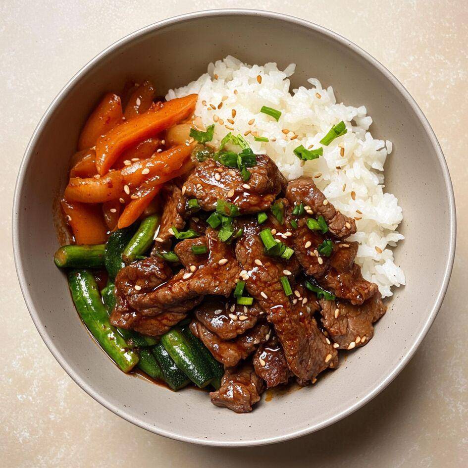 Bowl de bœuf coréen avec riz vapeur et légumes - Recepten Cookeo Infinity 17in1 | Moulinex