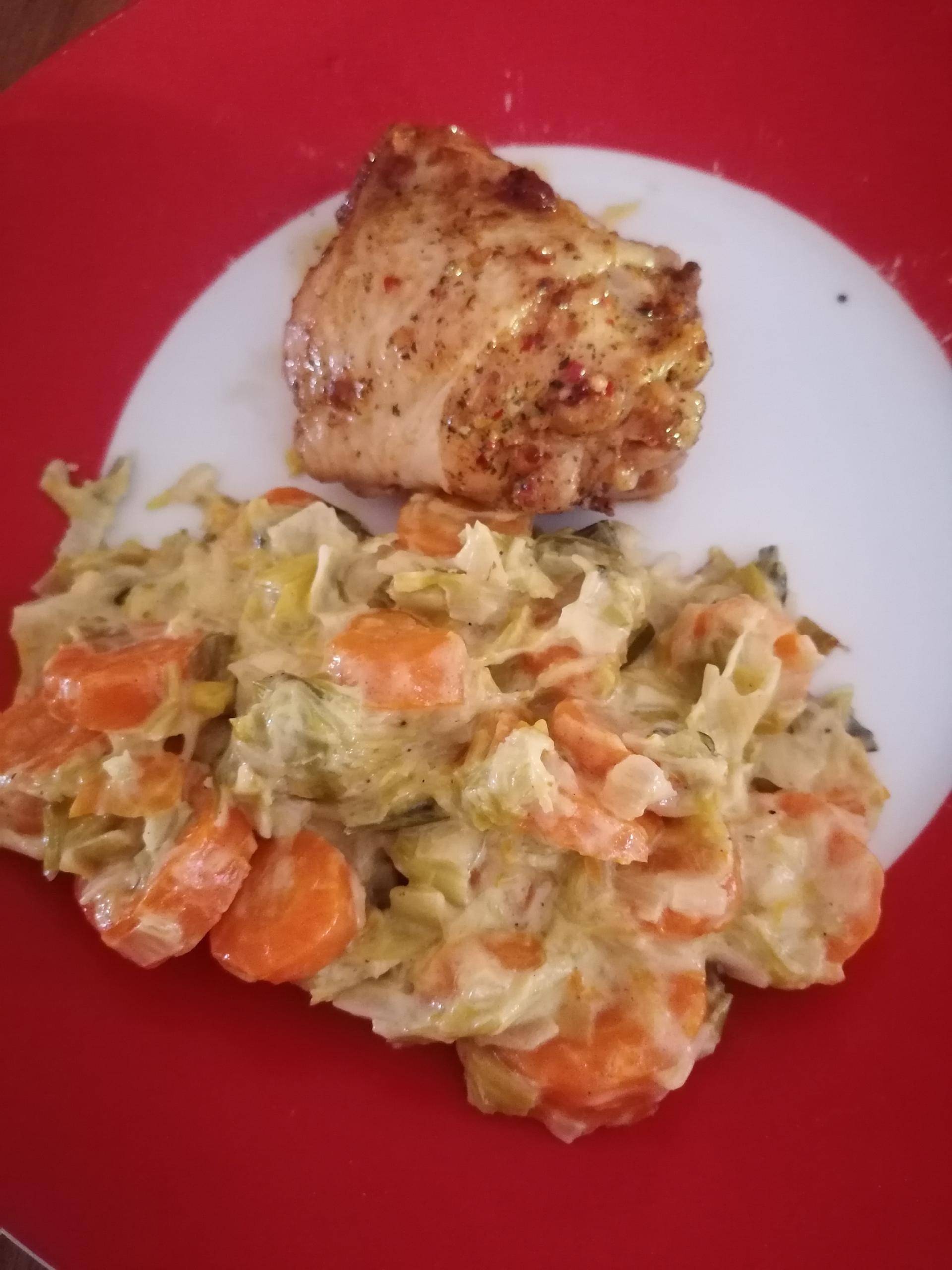 Fondu poireaux et carottes et son poulet - Recepten Cookeo | Moulinex