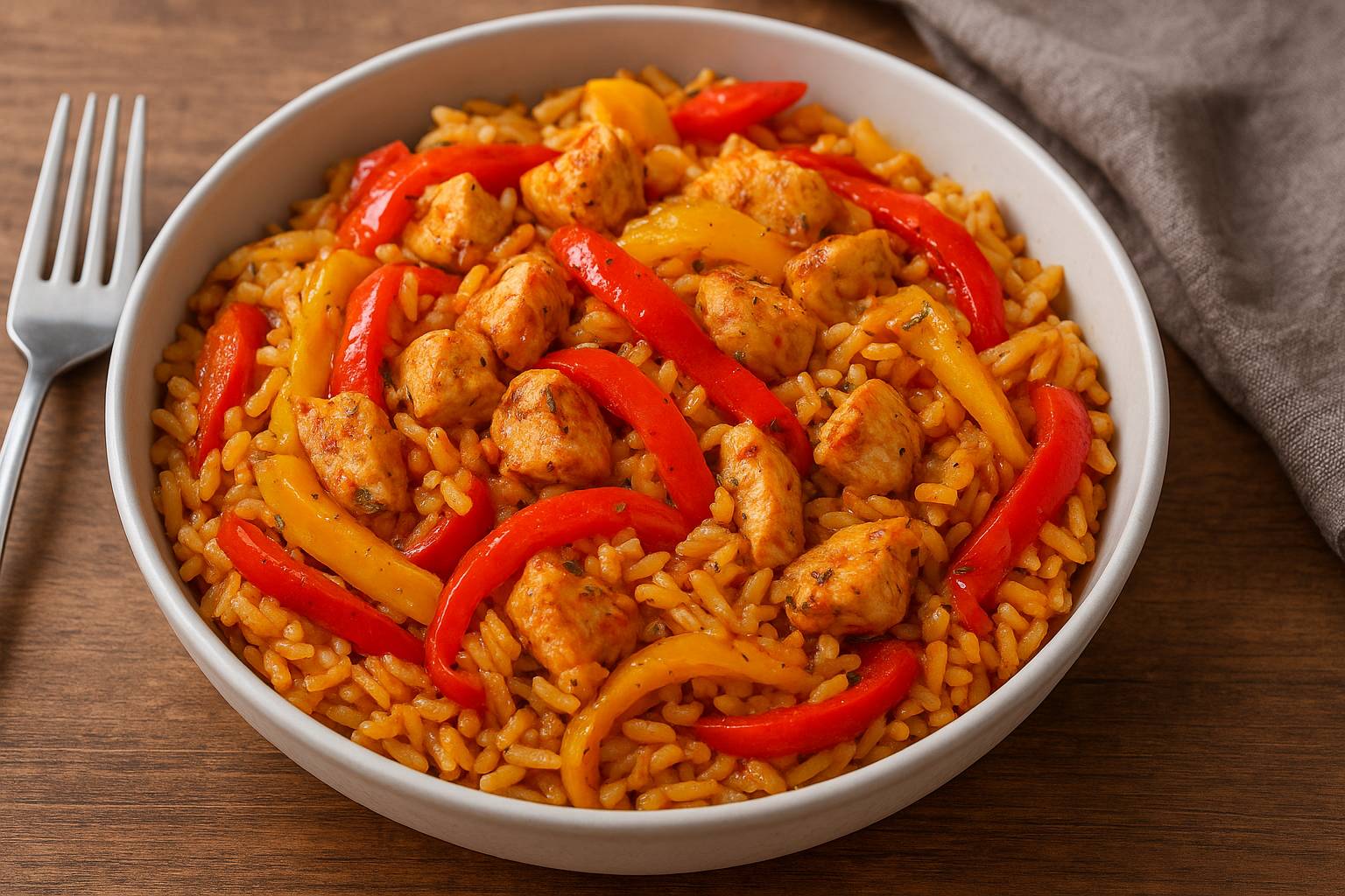 Riz au poulet et poivrons - Recette Cookeo | Moulinex